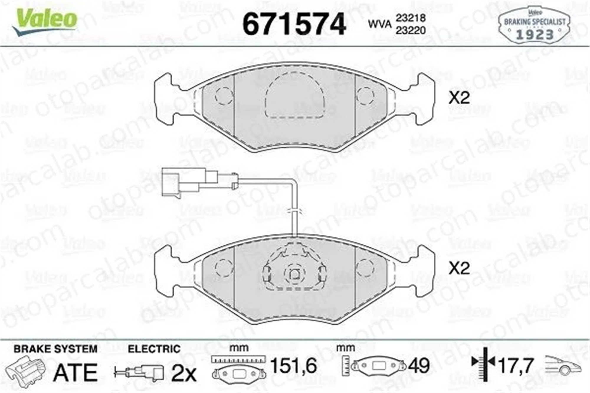 VALEO 671574 Fren Disk Balata Ön FIAT PALIO PALIO Weekend 77362310 9947996