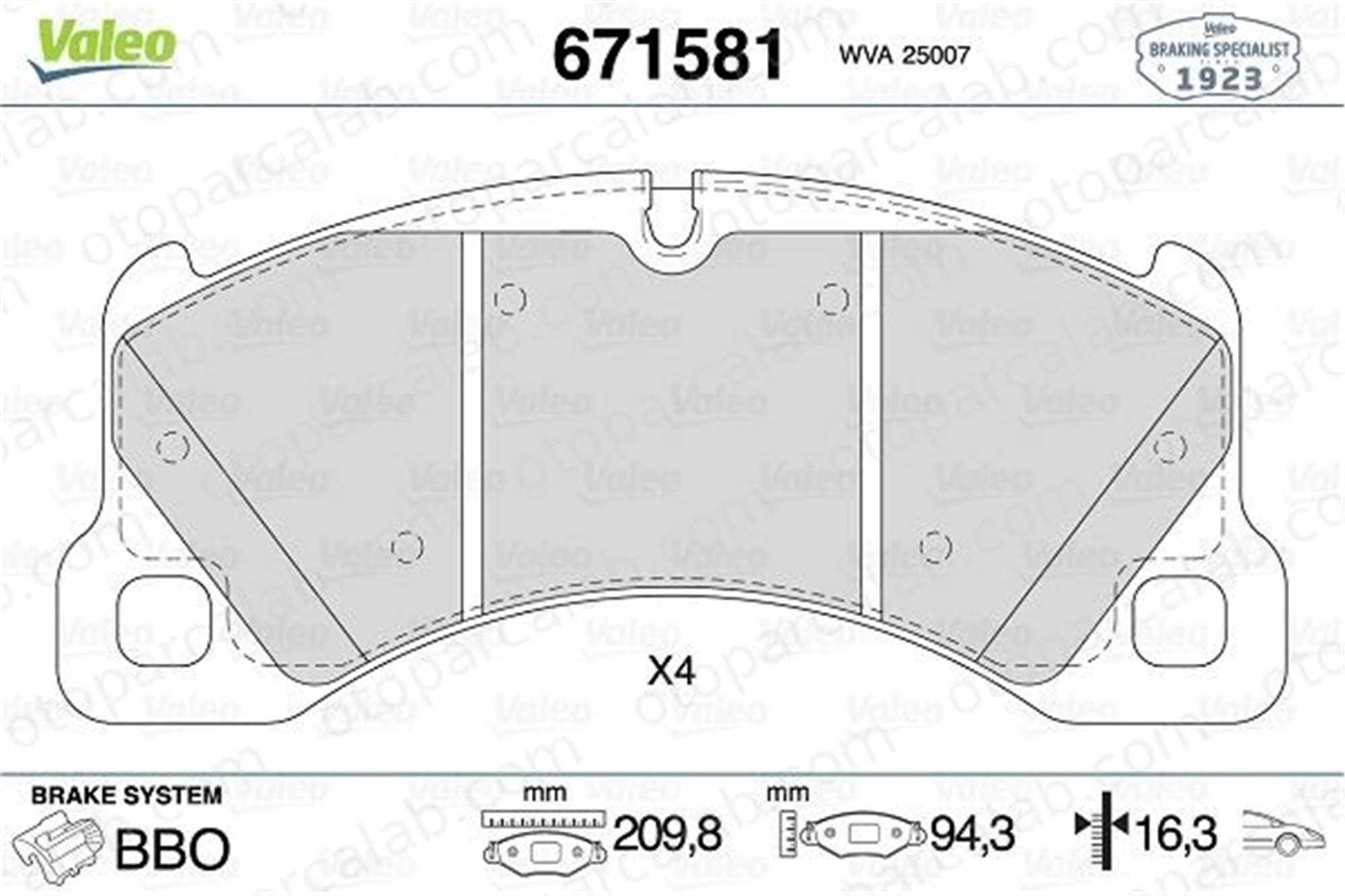 VALEO 671581 Fren Disk Balata Ön PORSCHE PANAMERA CAYENNE 7L0698151M 95835193910