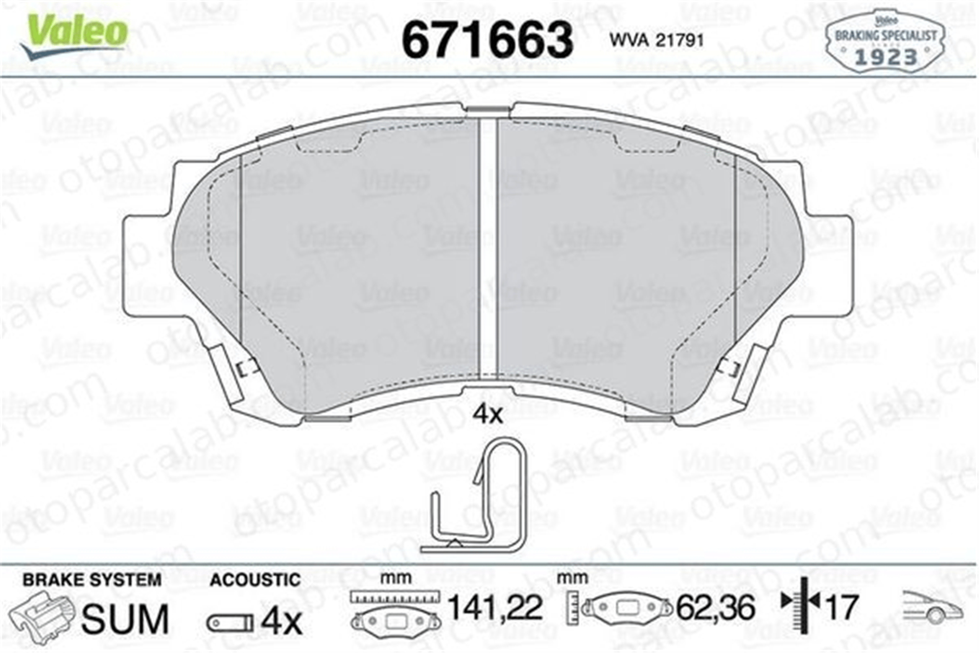 VALEO 671663 Fren Disk Balata Ön TOYOTA CAMRY CAMRY Station wagon 446520230 446520260