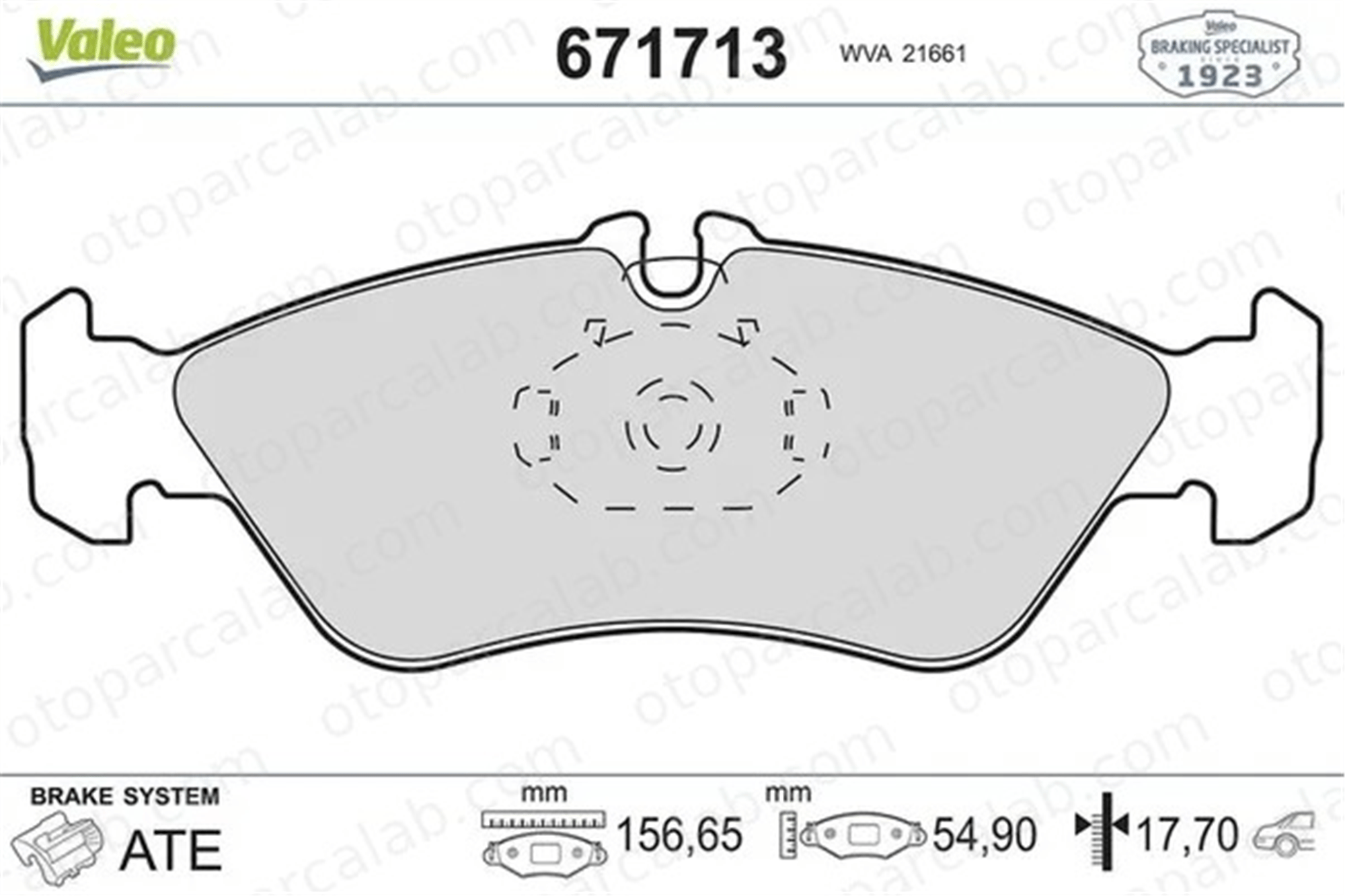 VALEO 671713 Fren Disk Balata Arka MERCEDES-BENZ SPRINTER 3-t Panelvan/Van SPRINTER 3-t Minibüs/Otobüs 24204020 0024204020
