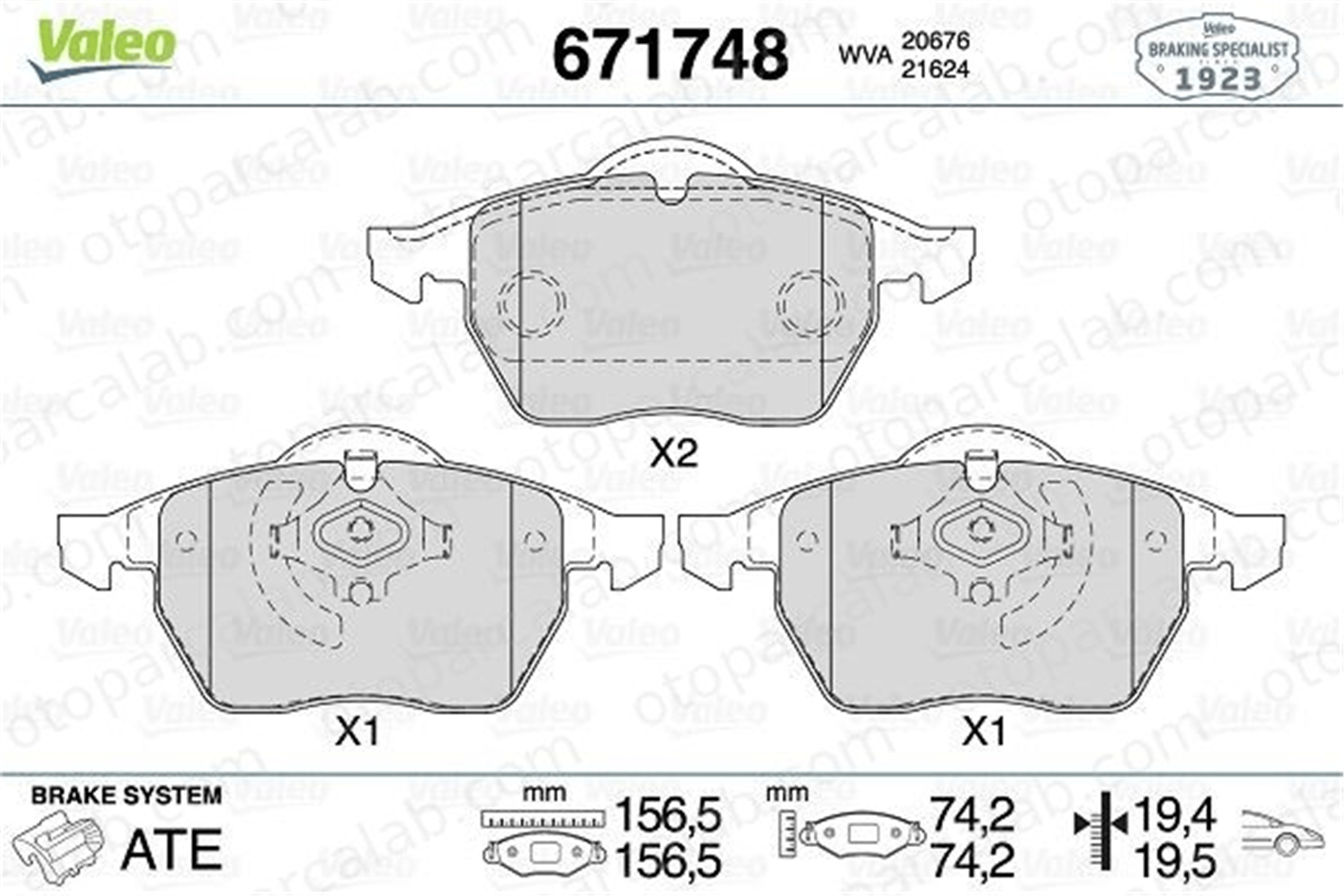 VALEO 671748 Fren Disk Balata Ön VW GOLF IV SKODA OCTAVIA I Combi 1J0698151L 1J0698151M