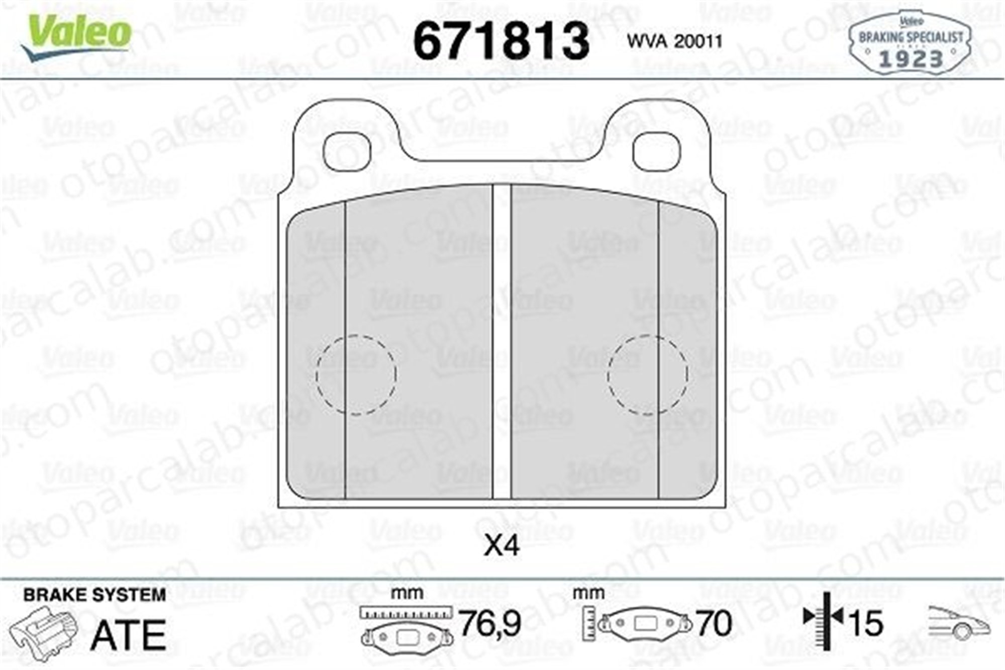 VALEO 671813 Fren Disk Balata Ön MERCEDES-BENZ /8 ALFA ROMEO SPIDER 108133 60713601