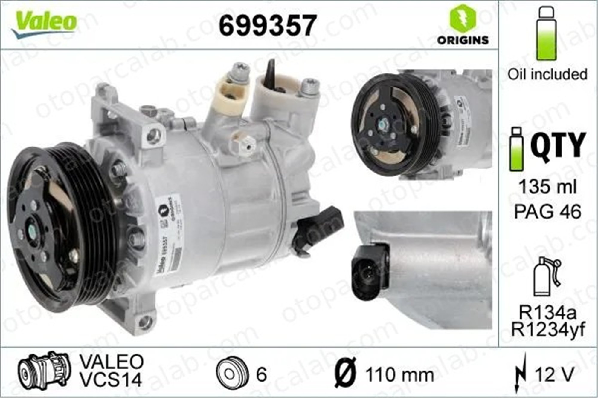 VALEO 699357 Klima Kompresörü AUDI A3 Sportback SEAT LEON 1K0820803E 1K0820803F