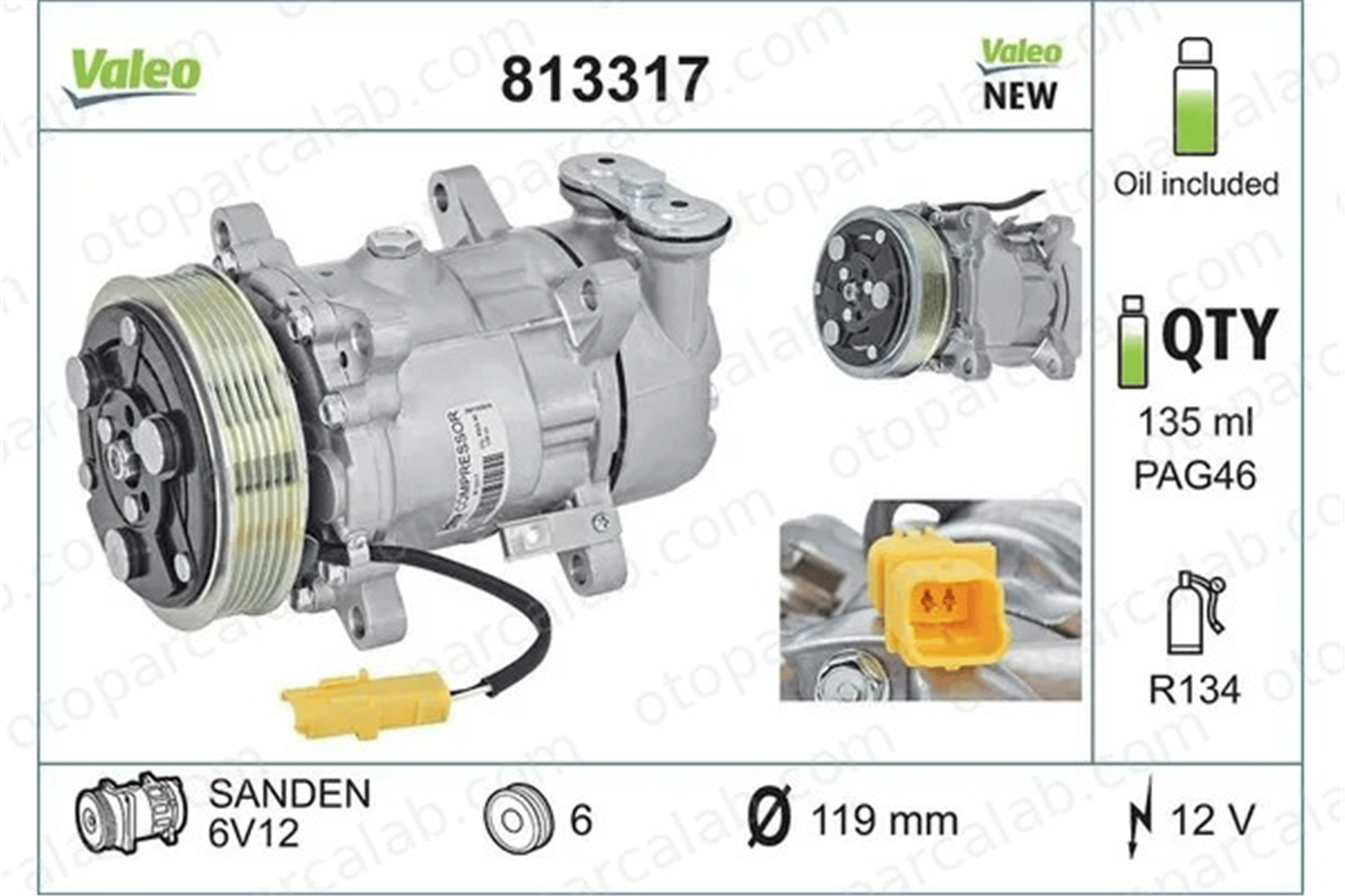 VALEO 813317 Klima Kompresörü CITROËN C3 I C2 648722 6453QG