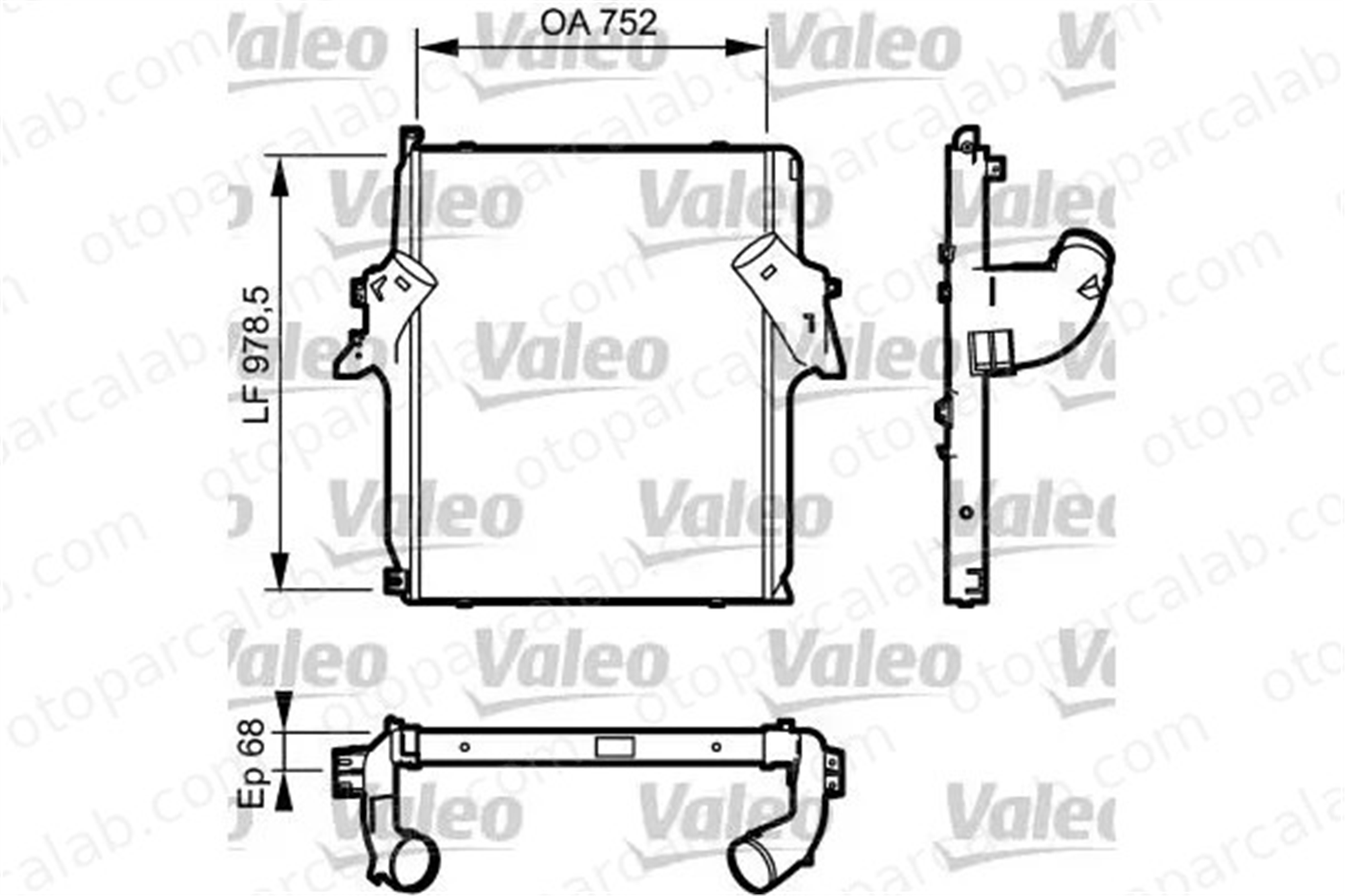VALEO 818782 Turbo Radyatörü MERCEDES-BENZ AROCS ACTROS MP4 / MP5 9425010701 9425011201