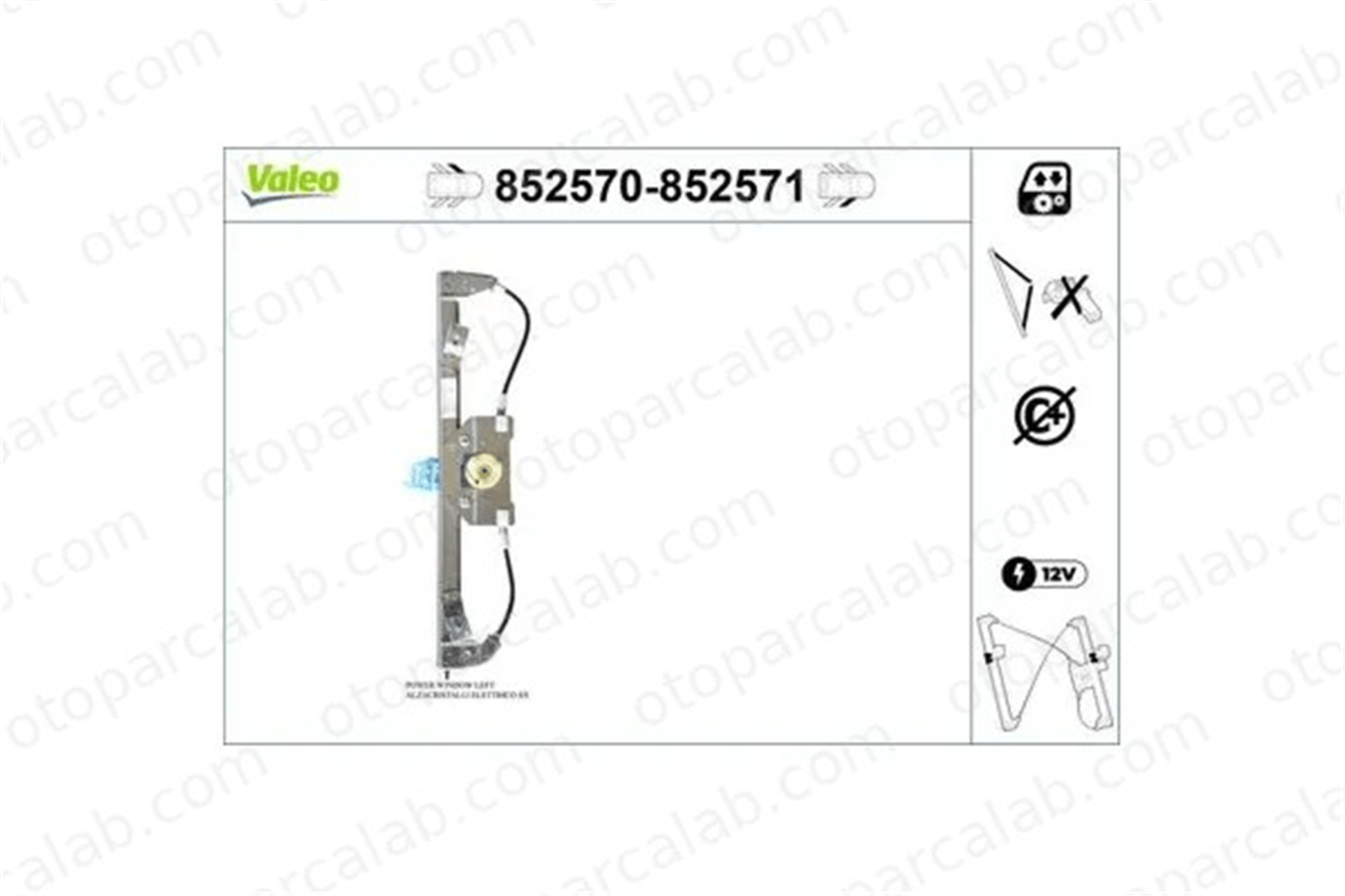 VALEO 852570 Cam Krikosu Ön Sol FIAT PANDA PANDA VAN 51843301 5198361