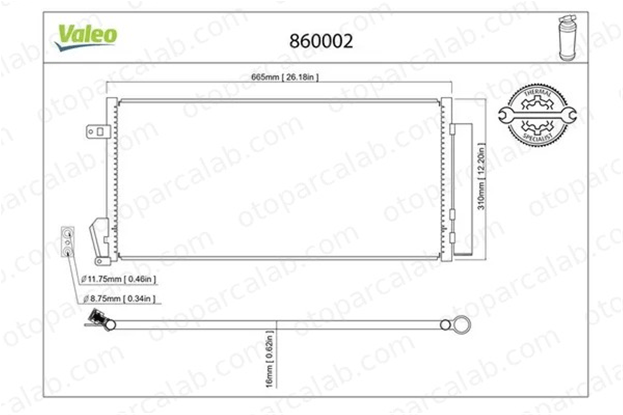 VALEO 860002 Klima Radyatörü FIAT DOBLO Cargo OPEL COMBO Kasa/büyük limuzin 51838048