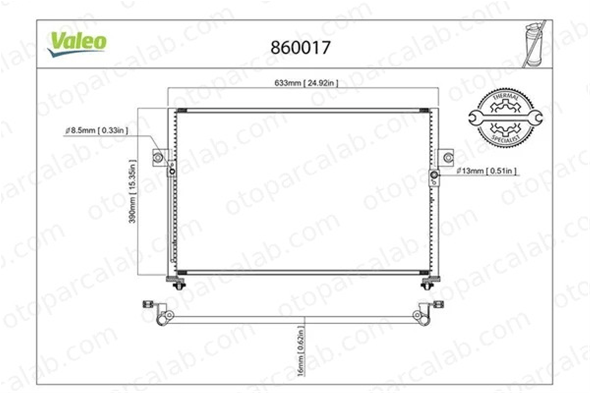 VALEO 860017 Klima Radyatörü HYUNDAI H-1 / STAREX Minibüs/Otobüs H-1 Panelvan/Van 976064A000