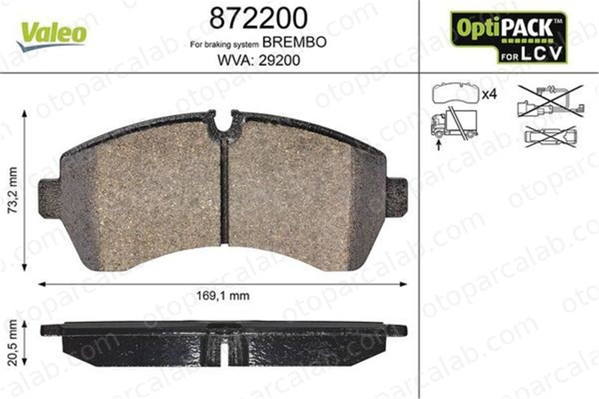 VALEO 872200 Fren Disk Balata Ön MERCEDES-BENZ SPRINTER 3,5-t Panelvan/Van SPRINTER 3,5-t Platform şasi 2E0698151A A0044208220