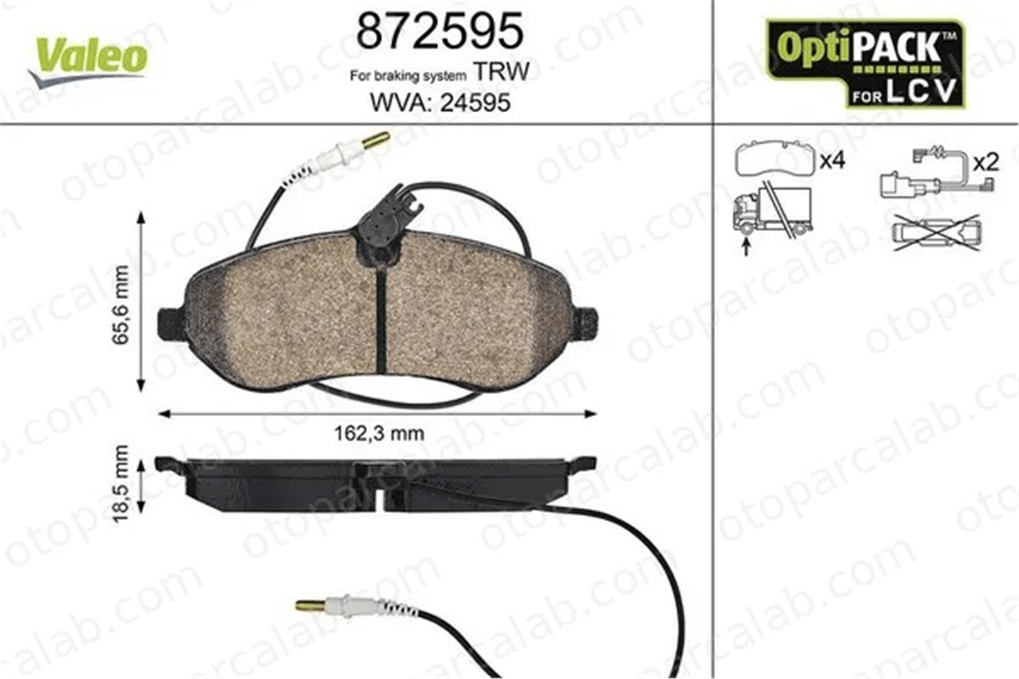VALEO 872595 Fren Disk Balata Ön CITROËN JUMPY JUMPY Panelvan/Van 9467548987 425364