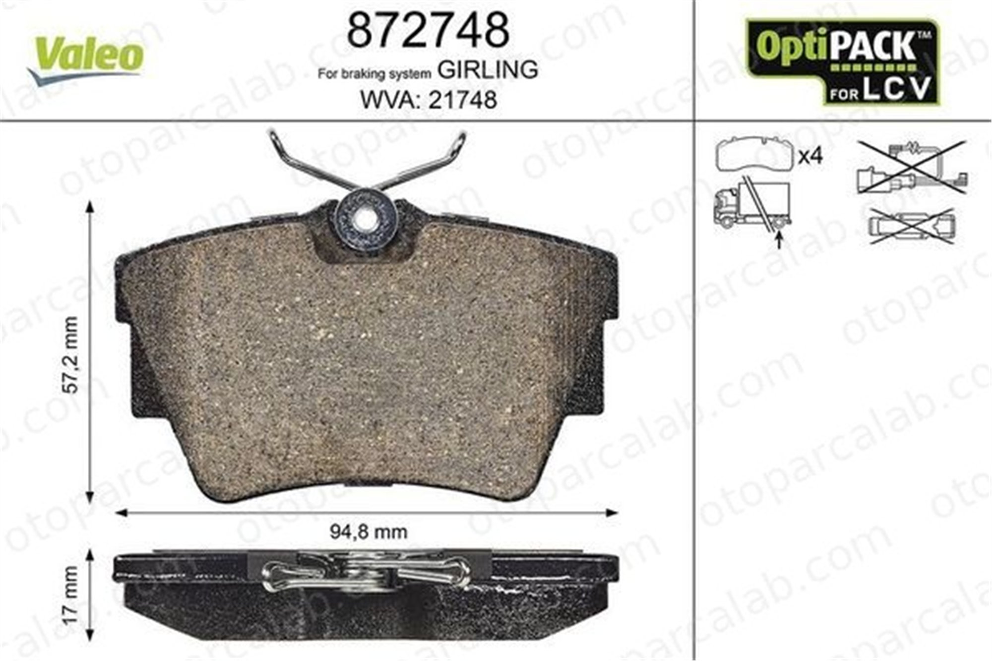 VALEO 872748 Fren Disk Balata Arka RENAULT TRAFIC III Minibüs/Otobüs TRAFIC II Panelvan/Van 4414520 4406000QAF
