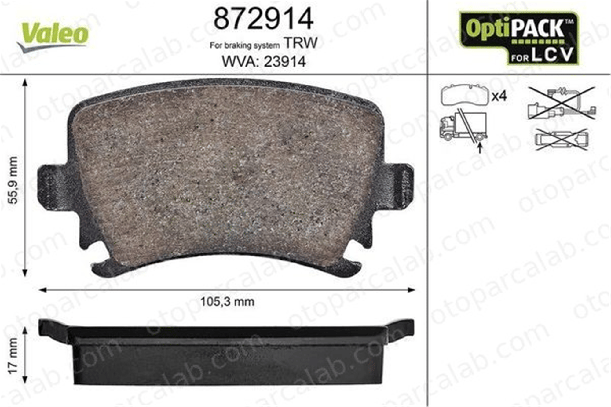 VALEO 872914 Fren Disk Balata Arka VW LT 28-35 II Minibüs/Otobüs LT 28-46 II Panelvan/Van 1K0698451D 1K0698451K