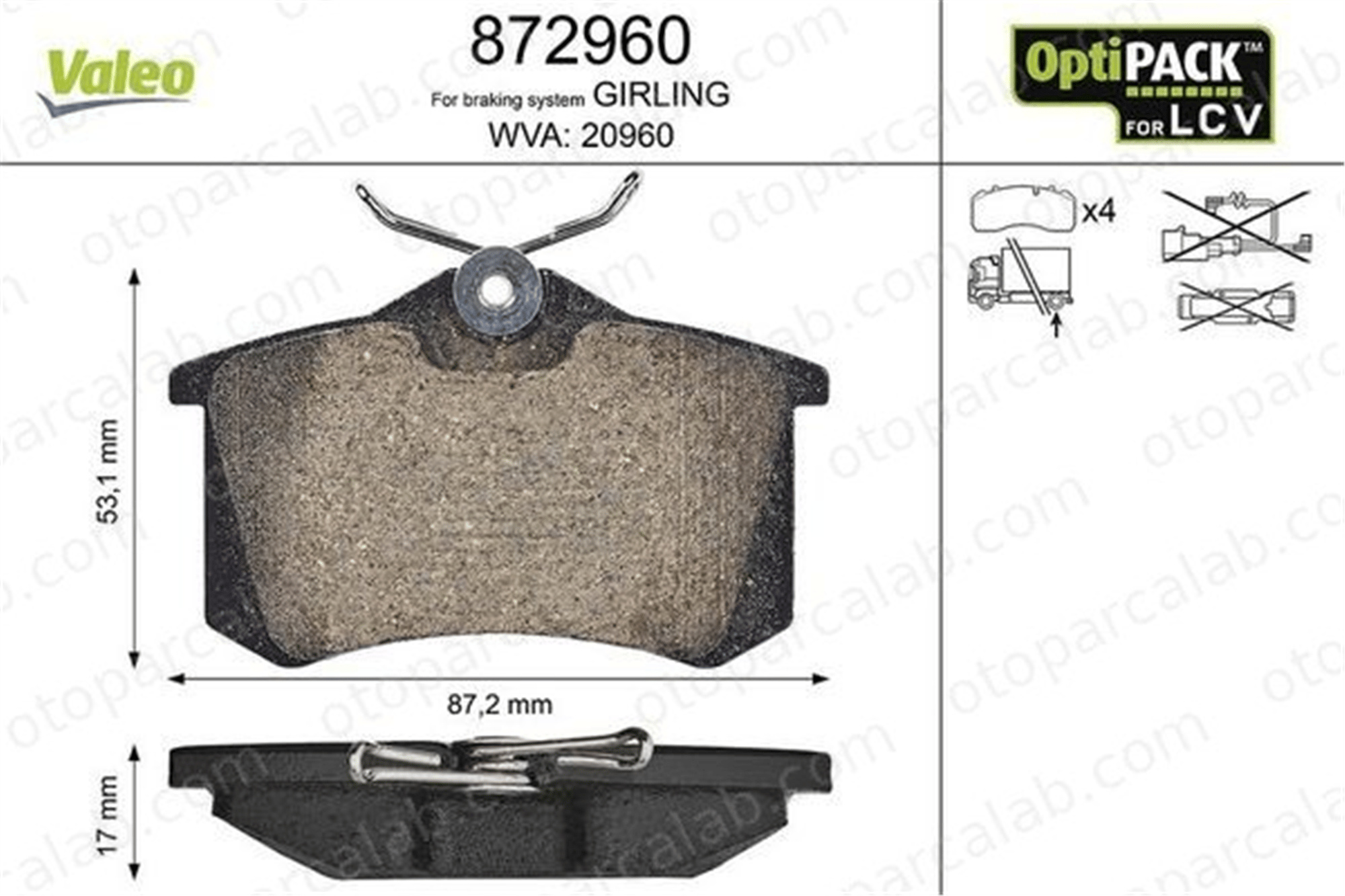 VALEO 872960 Fren Disk Balata Arka CITROËN BERLINGO / BERLINGO FIRST Kasa/büyük limuzin BERLINGO / BERLINGO FIRST MPV 7M3698451E 1608520380