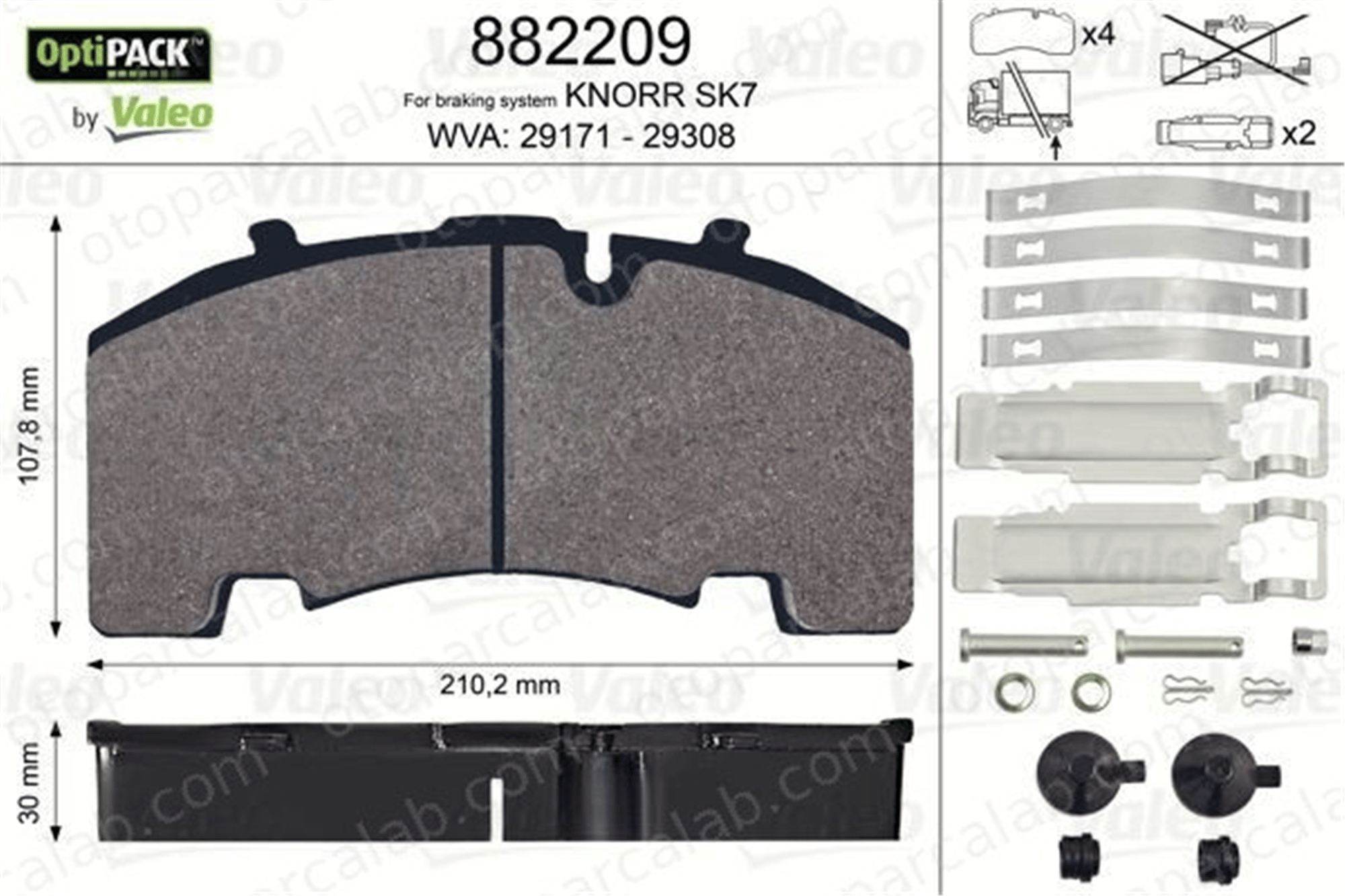 VALEO 882209 Fren Disk Balata Ön MERCEDES-BENZ AROCS ACTROS MP4 / MP5 509290060 980106440