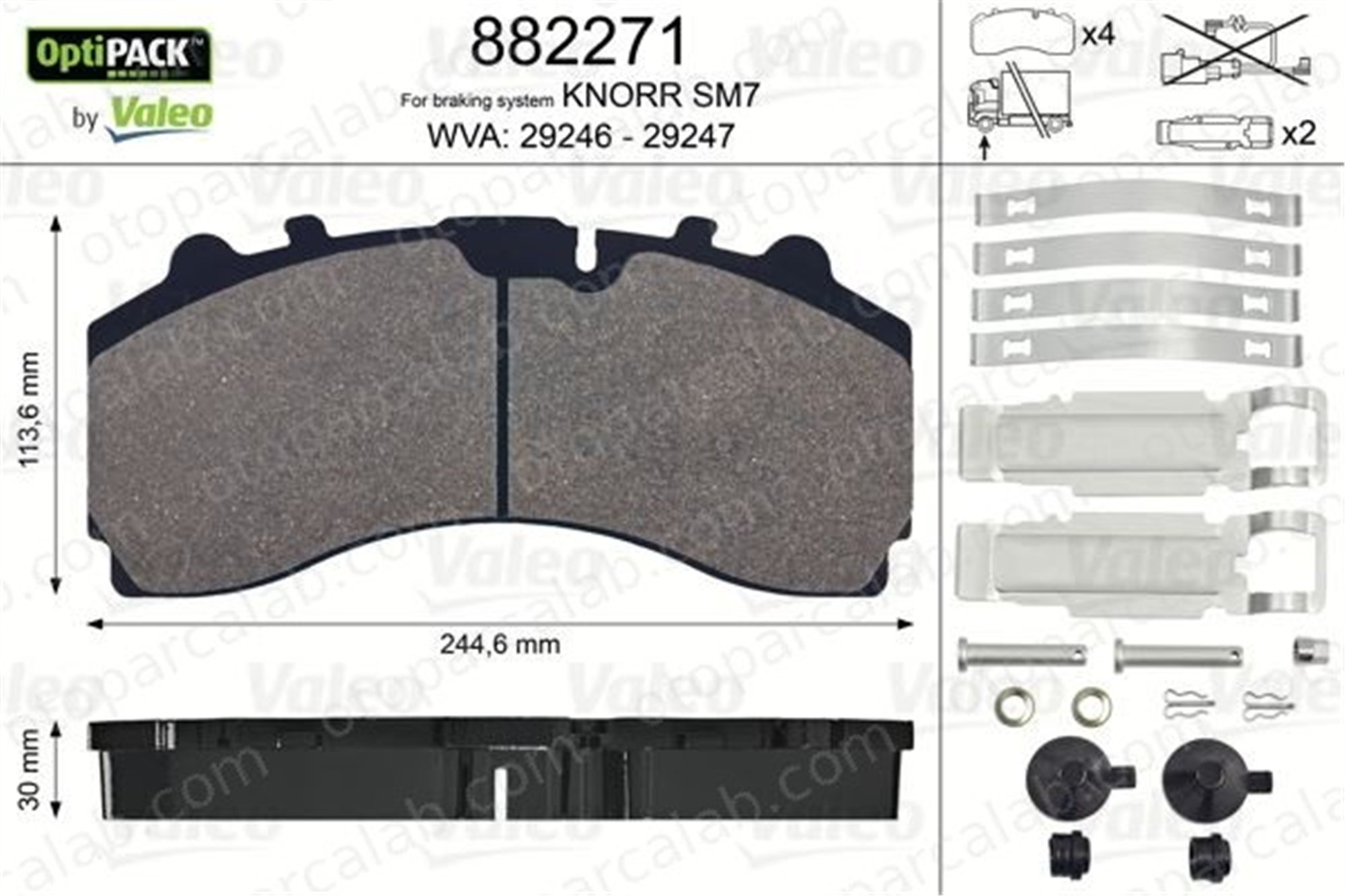 VALEO 882271 Fren Disk Balata Ön MERCEDES-BENZ AROCS ACTROS MP4 / MP5 A0064201420 A0064205220