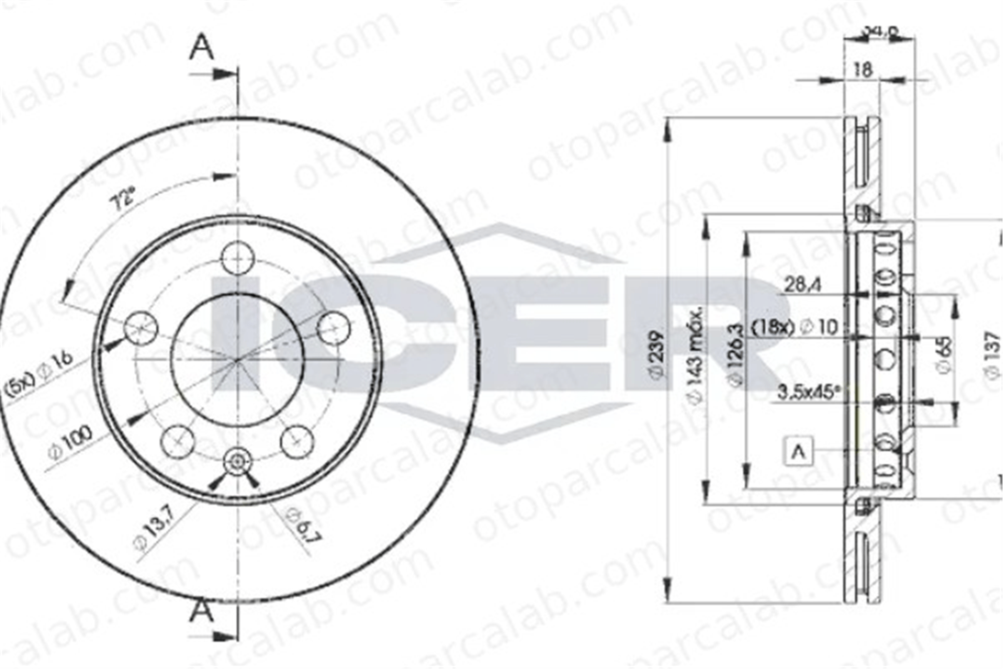 WALBURG WBD1304 Fren Disk Ayna Ön Sağ ve Sol SKODA FABIA II Combi FABIA I Praktik 6Q0615301 6Q0615301A