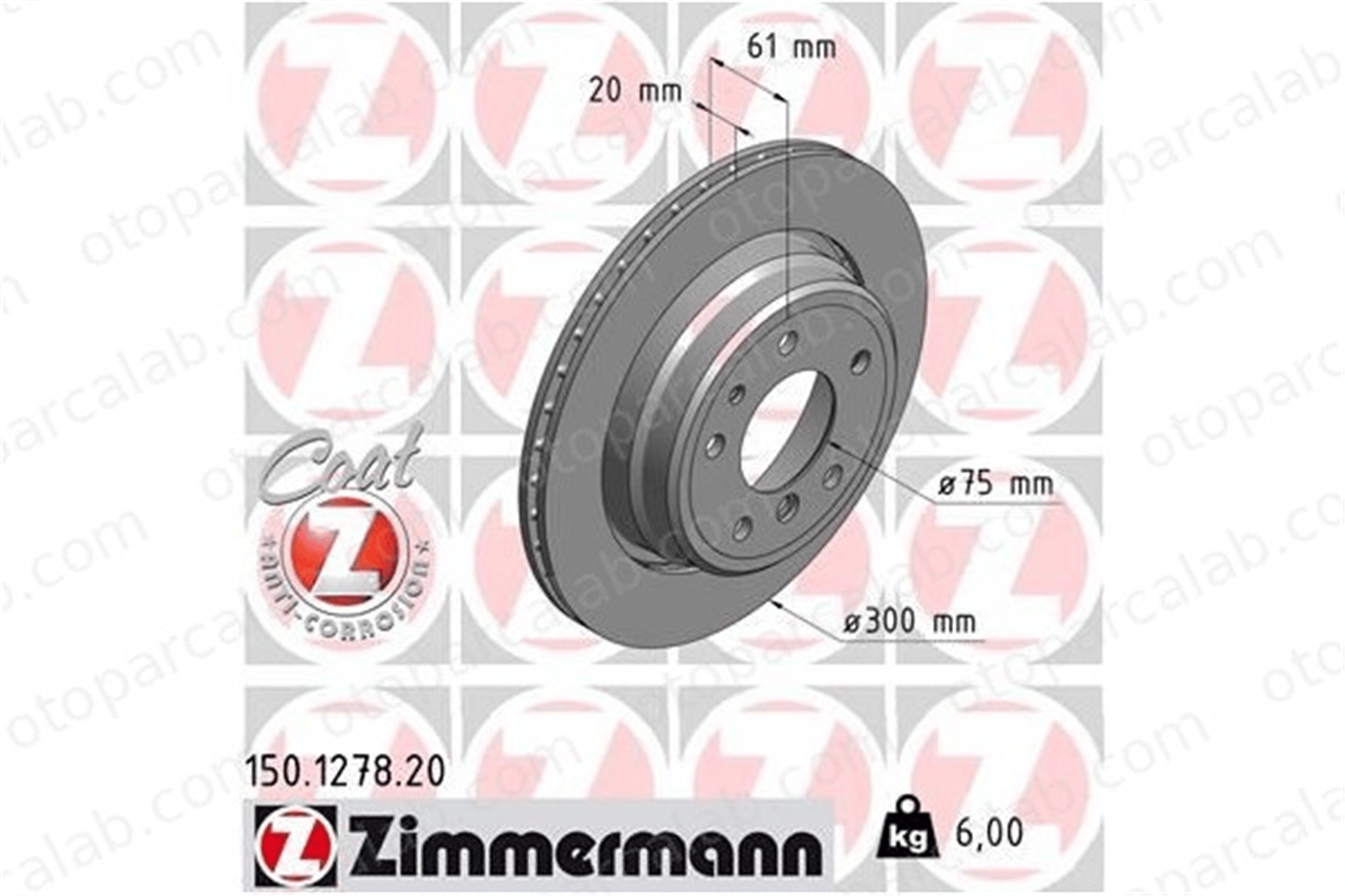 ZIMMERMANN 150.1278.20 Fren Disk Ayna Arka Sağ ve Sol BMW 5 5 Touring 34211165265 34211159659