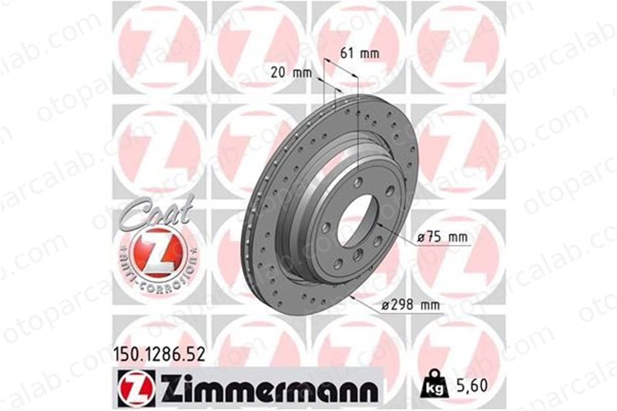 ZIMMERMANN 150.1286.52 Fren Disk Ayna Arka Sağ ve Sol BMW 5 5 Touring 34216767060 34211163153