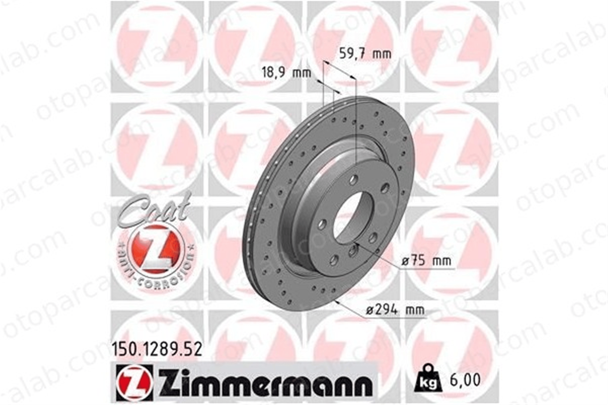 ZIMMERMANN 150.1289.52 Fren Disk Ayna Arka Sağ ve Sol BMW 3 3 Touring 34211165563 34216855154