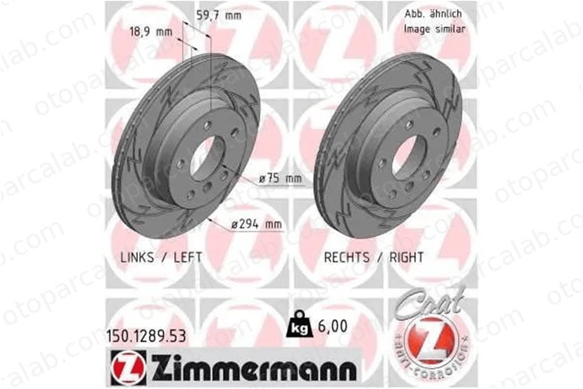 ZIMMERMANN 150.1289.53 Fren Disk Ayna Arka Sağ ve Sol BMW 3 3 Touring 34211165563 34216855154