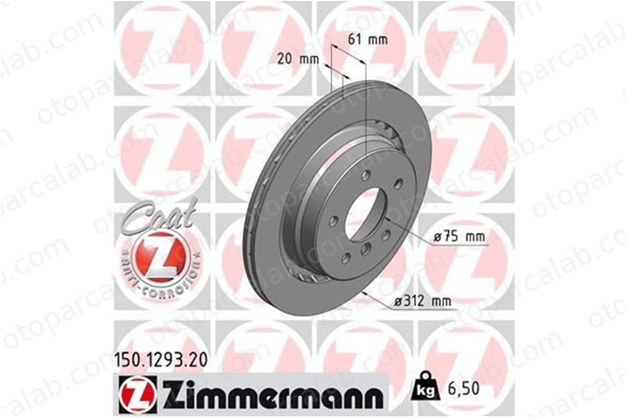 ZIMMERMANN 150.1293.20 Fren Disk Ayna Arka Sağ BMW 3 Coupe 3 34212227178
