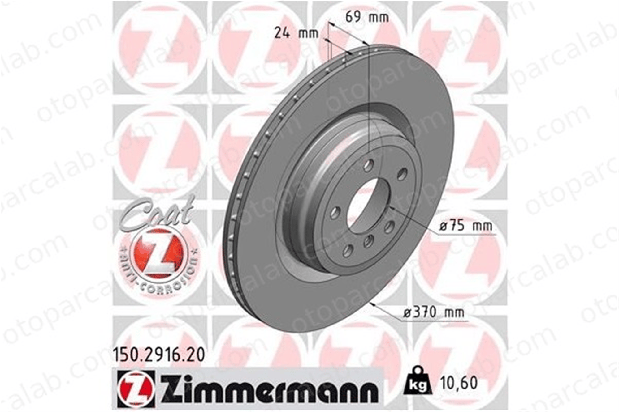 ZIMMERMANN 150.2916.20 Fren Disk Ayna Arka Sağ ve Sol BMW 7 5 Gran Turismo 34216775291