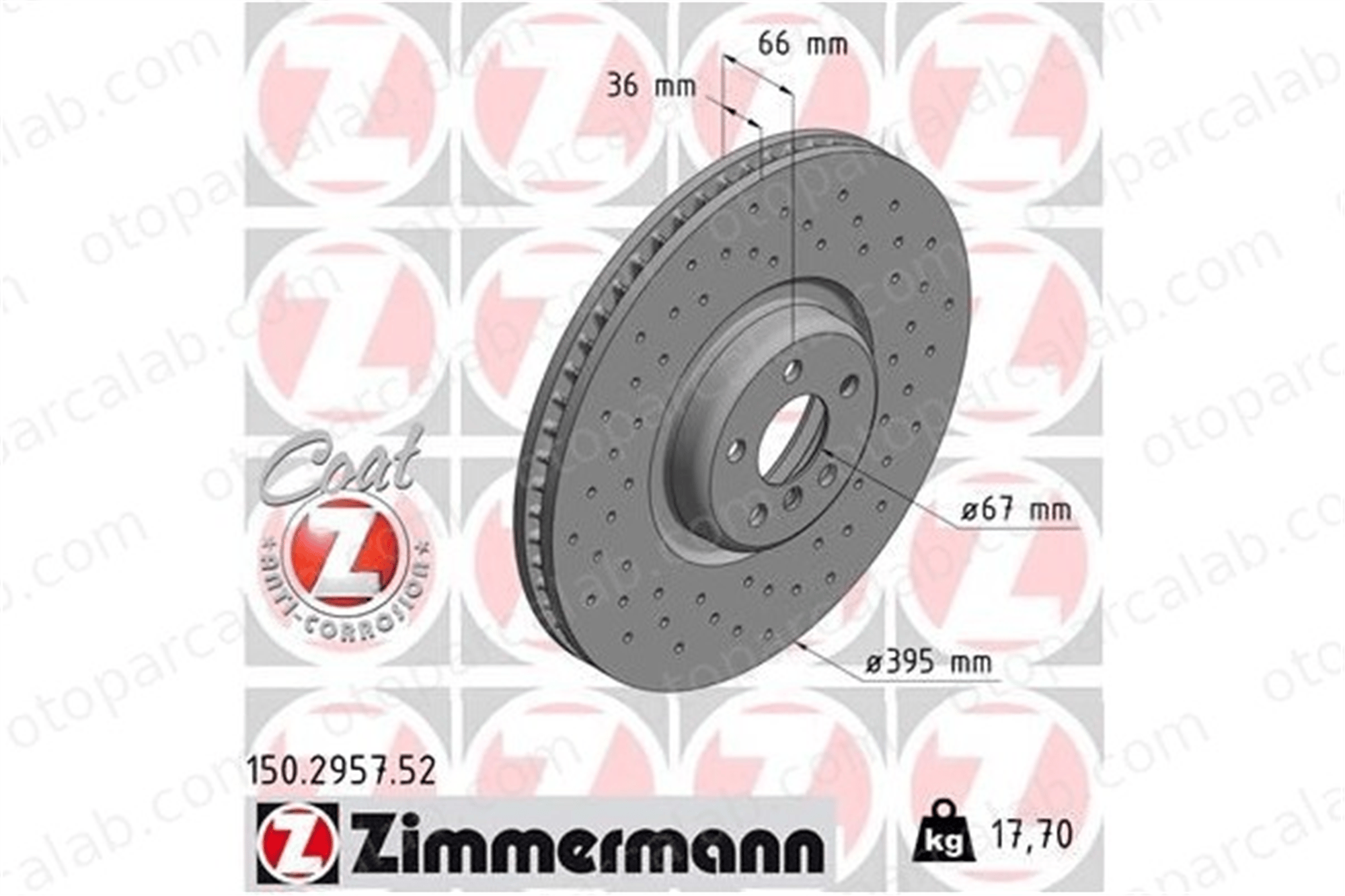ZIMMERMANN 150.2957.52 Fren Disk Ayna Ön Sol BMW 5 5 Touring 34106887657 34116878045