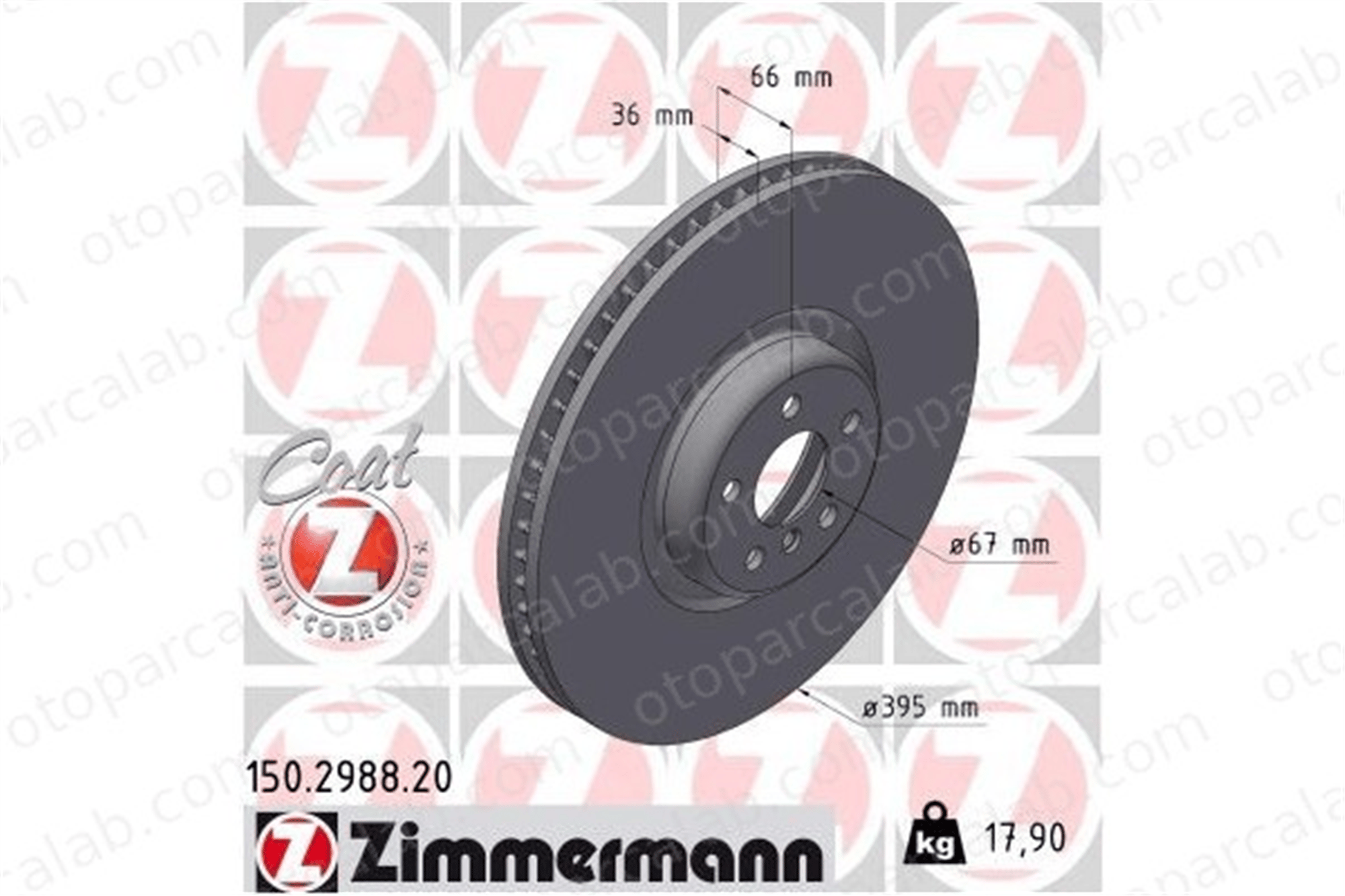ZIMMERMANN 150.2988.20 Fren Disk Ayna Ön Sağ ve Sol BMW 7 34106889211