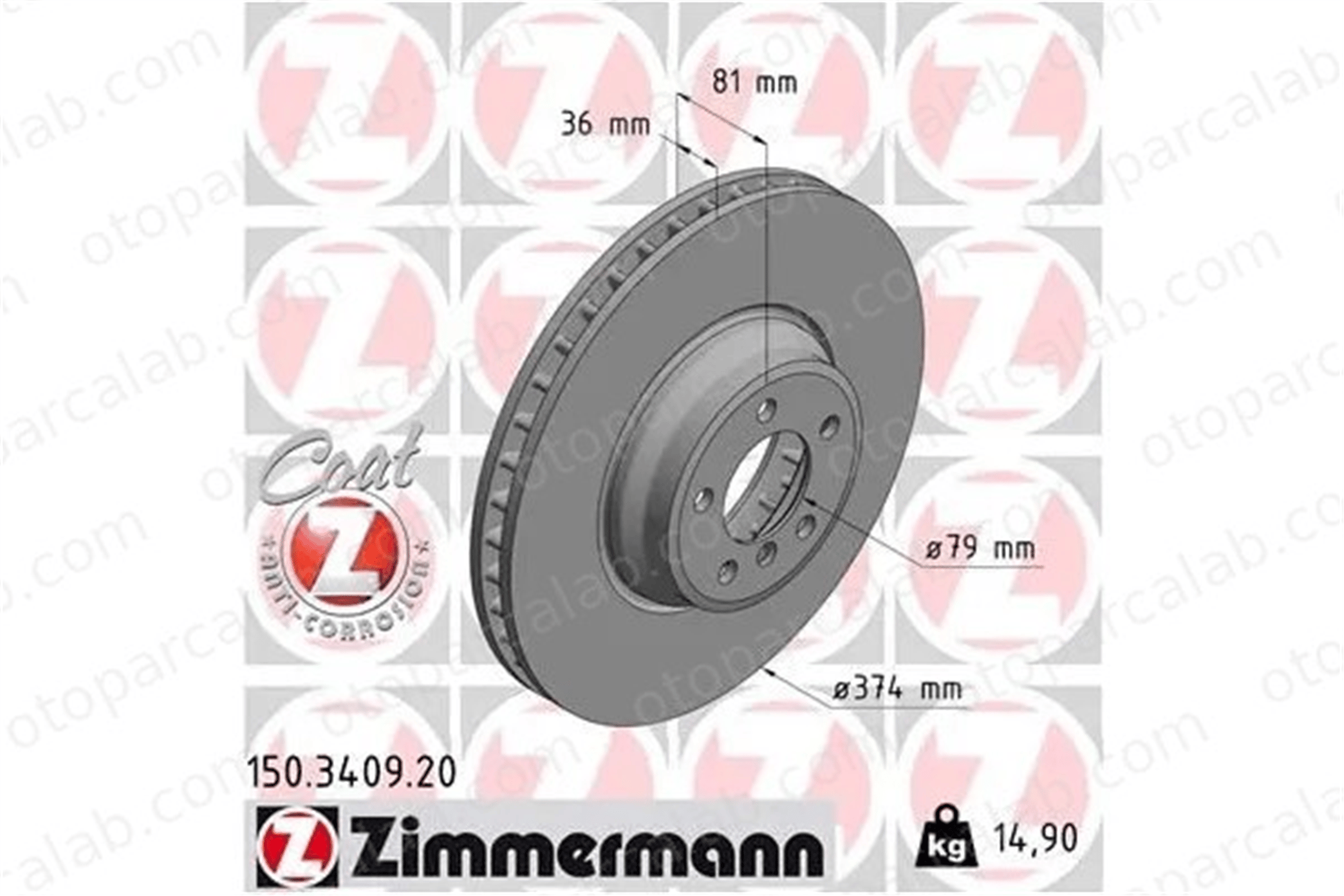 ZIMMERMANN 150.3409.20 Fren Disk Ayna Ön Sağ ve Sol BMW 7 34116753091 34116766107