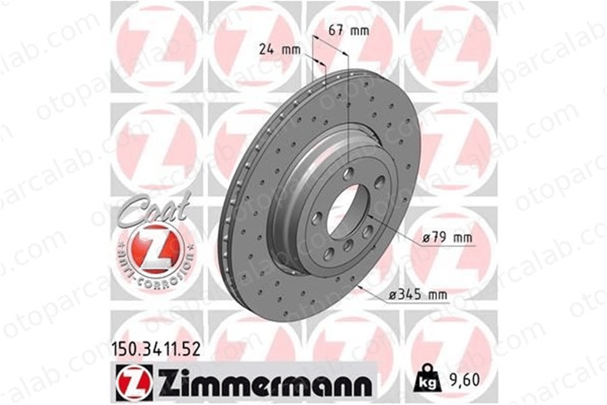 ZIMMERMANN 150.3411.52 Fren Disk Ayna Arka Sağ ve Sol BMW 7 34211166129 34216864046