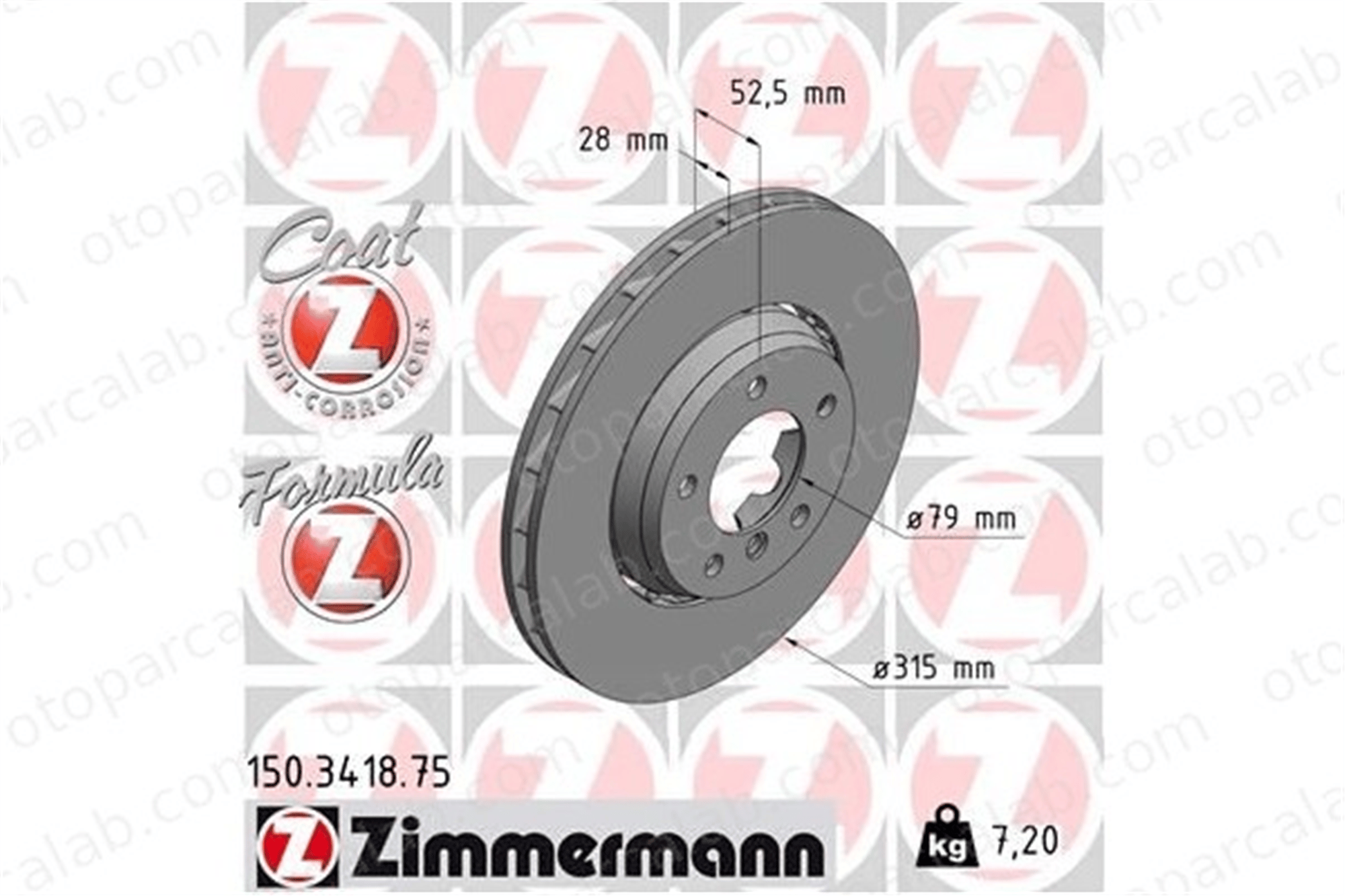 ZIMMERMANN 150.3418.75 Fren Disk Ayna Ön Sağ ve Sol BMW Z3 Coupe Z3 Roadster 2227172 2227738