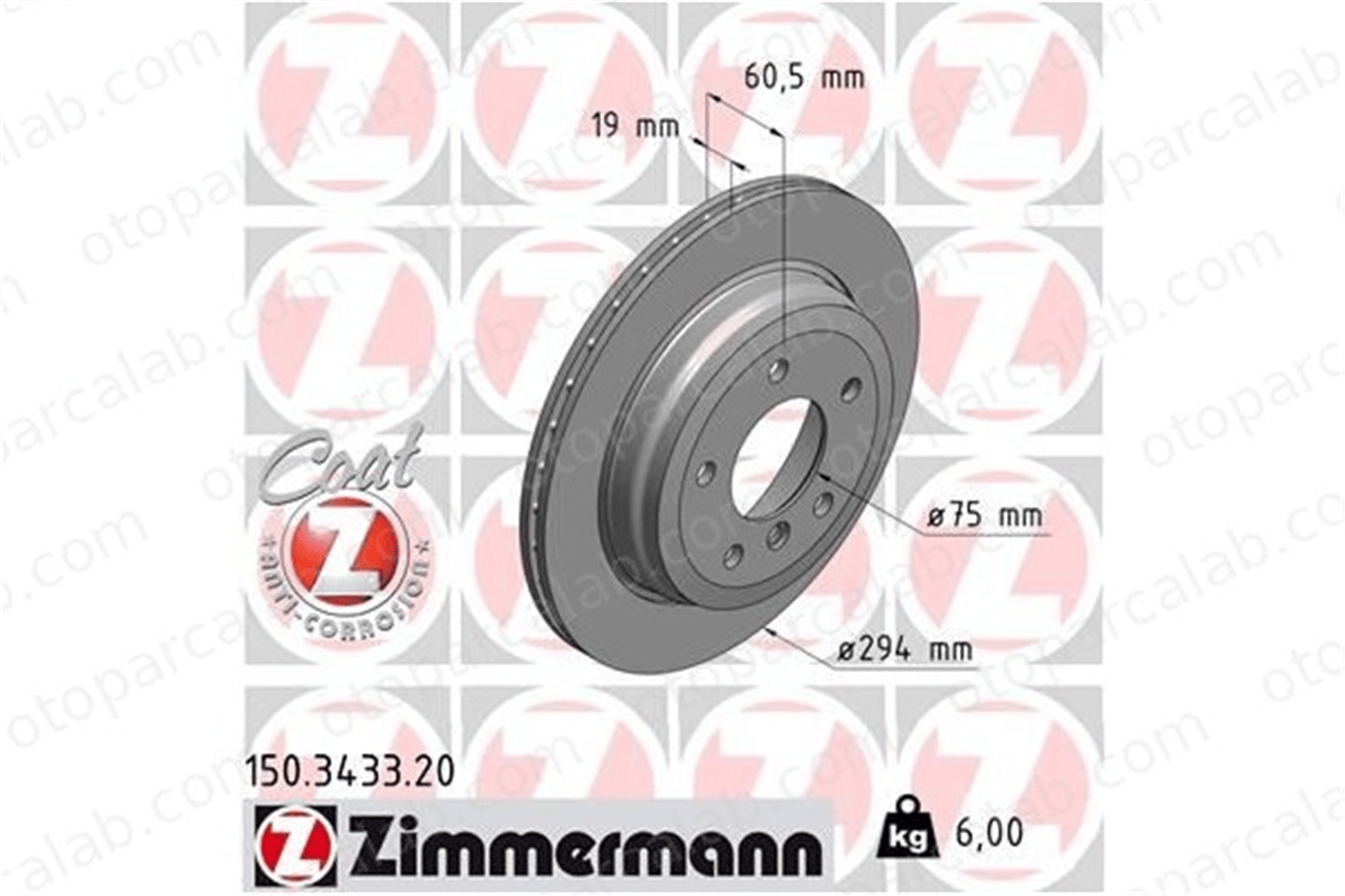ZIMMERMANN 150.3433.20 Fren Disk Ayna Arka Sağ ve Sol BMW 3 3 Touring 1166165 6855159