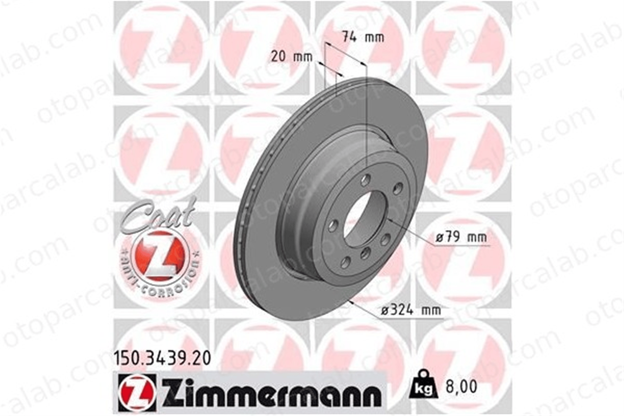 ZIMMERMANN 150.3439.20 Fren Disk Ayna Arka Sağ ve Sol BMW 7 34216765887 34216864050