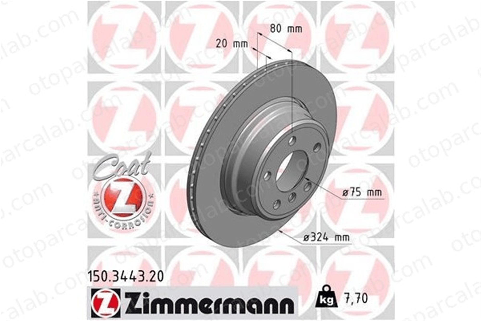 ZIMMERMANN 150.3443.20 Fren Disk Ayna Arka Sağ ve Sol BMW X5 34216756849
