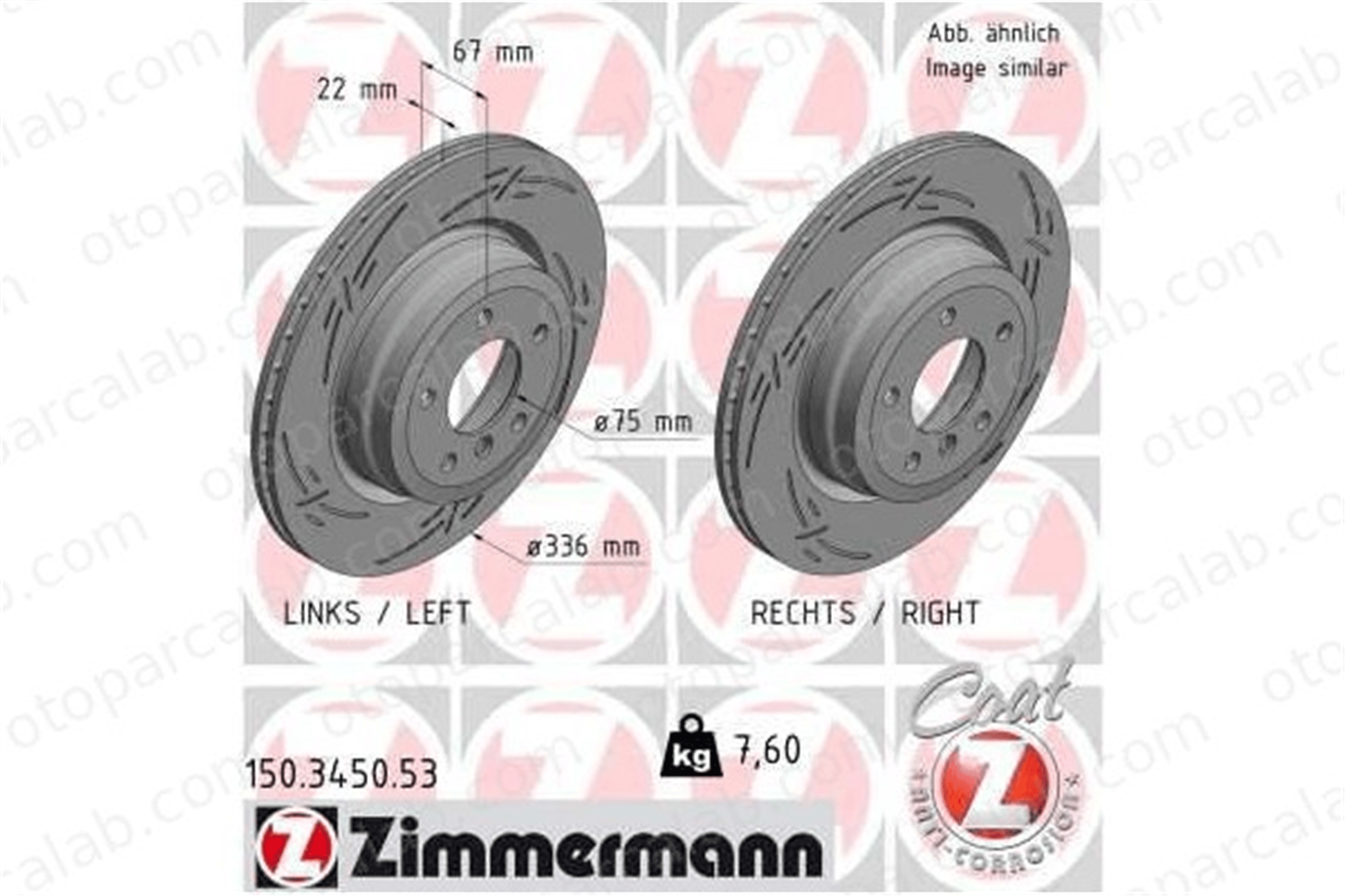 ZIMMERMANN 150.3450.53 Fren Disk Ayna Arka Sağ ve Sol BMW X5 X6 34216793247 34216886479