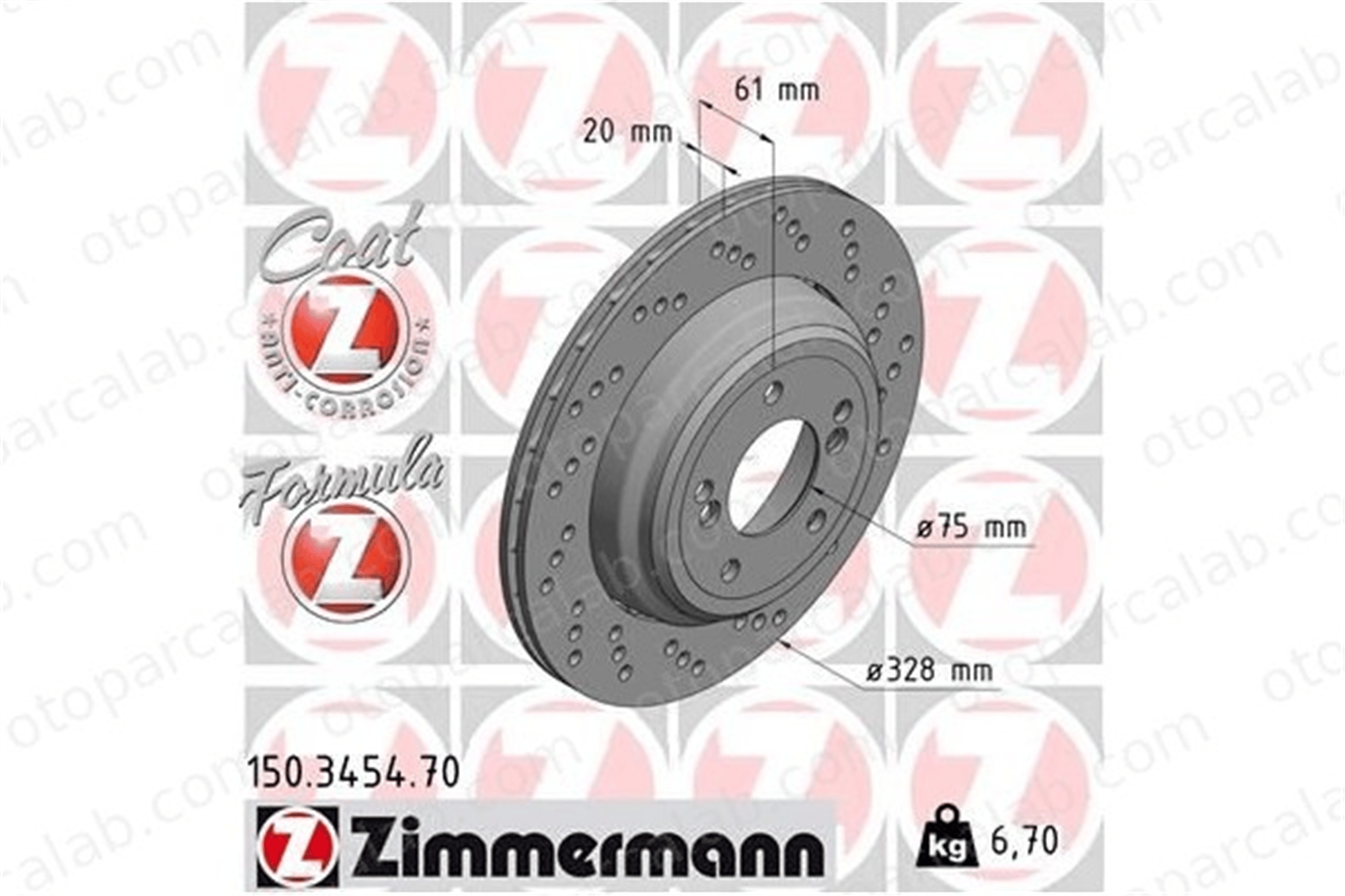 ZIMMERMANN 150.3454.70 Fren Disk Ayna Arka Sağ BMW 3 Coupe 3 Cabrio 34212282304 34212282004