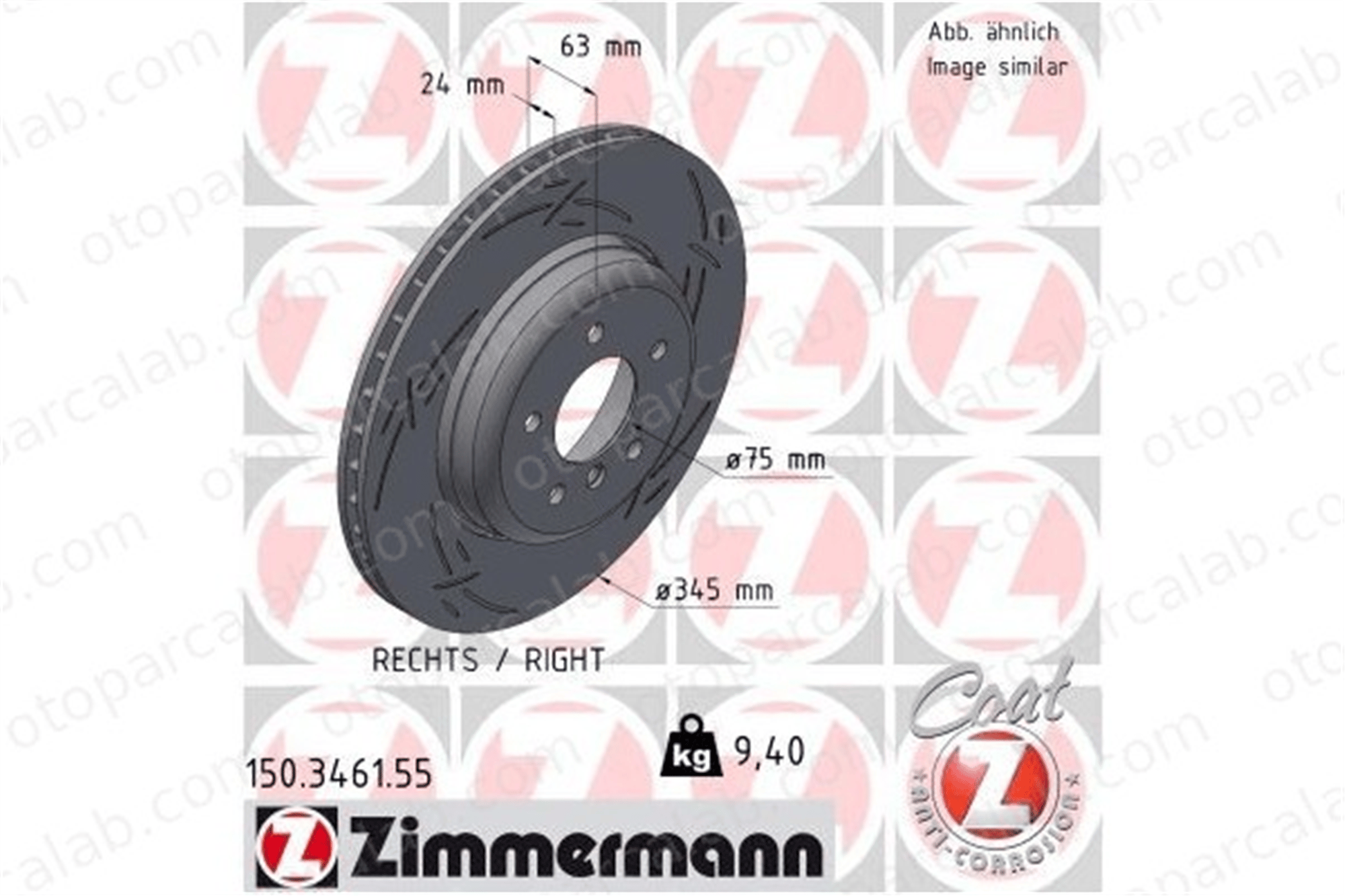 ZIMMERMANN 150.3461.55 Fren Disk Ayna Arka Sağ ve Sol BMW 5 5 Touring 34216763827 6763827