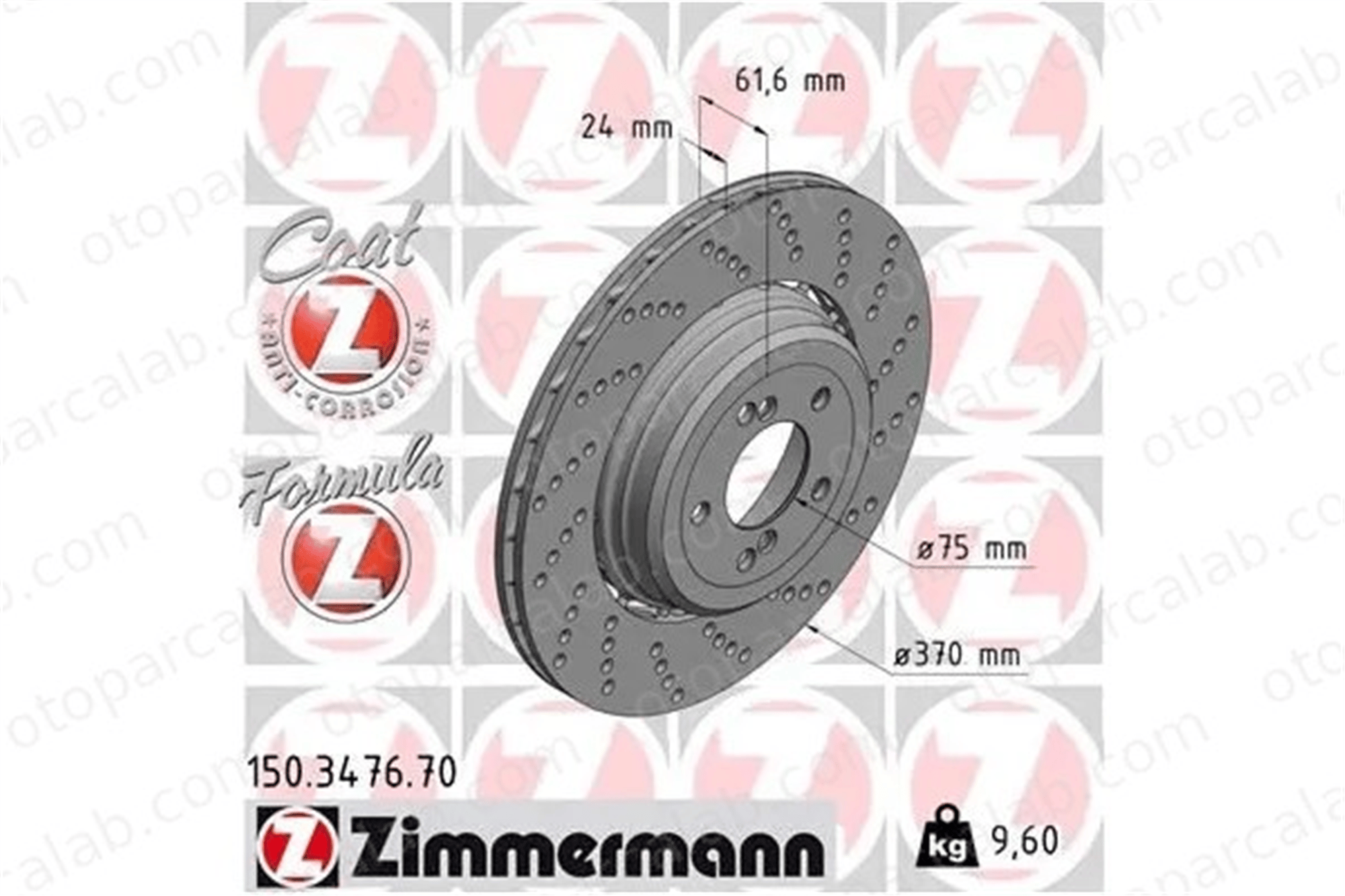 ZIMMERMANN 150.3476.70 Fren Disk Ayna Arka Sağ BMW 5 5 Touring 34112282808 34212282808