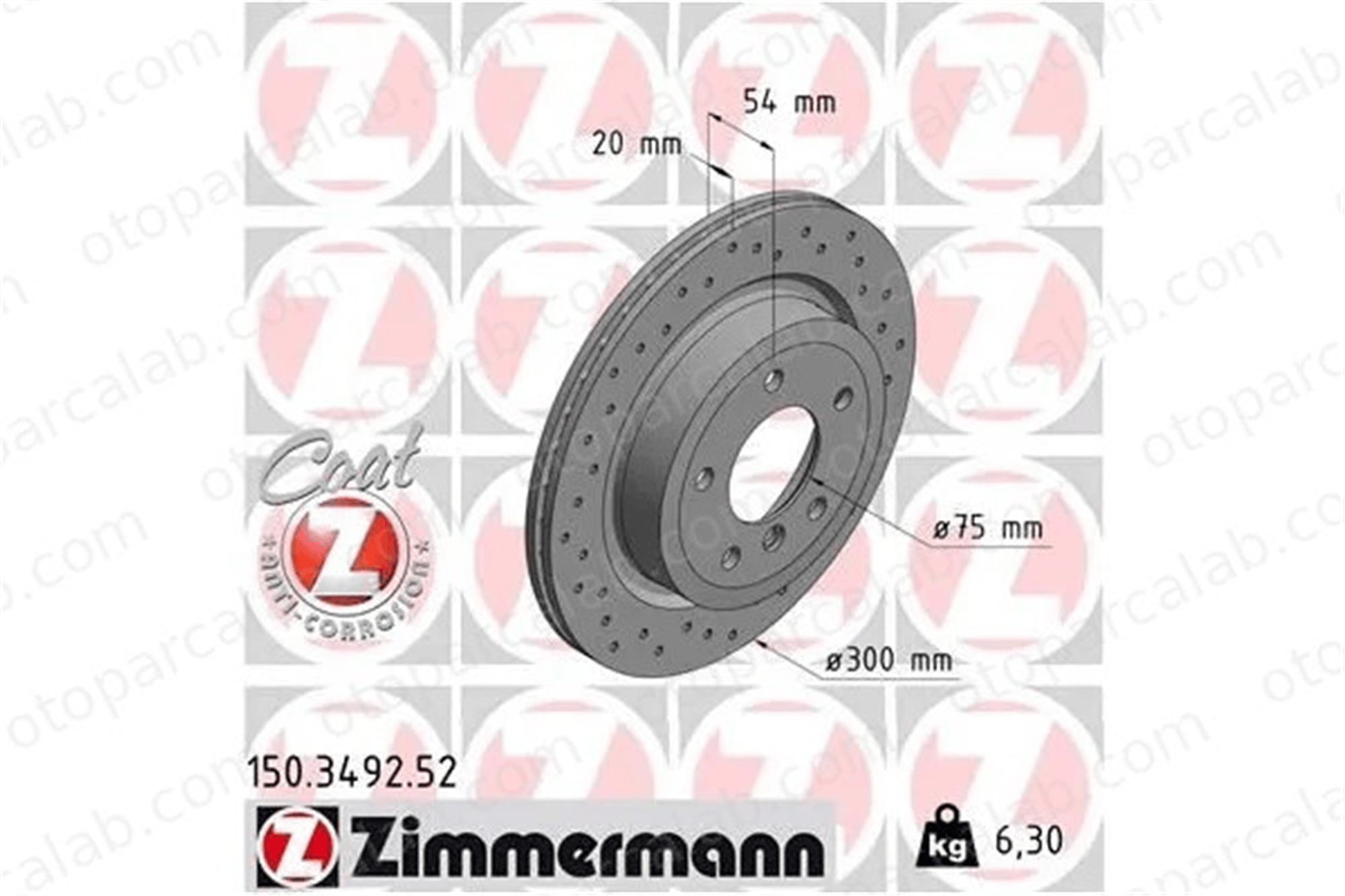 ZIMMERMANN 150.3492.52 Fren Disk Ayna Arka Sağ ve Sol BMW Z4 Roadster 34216782605
