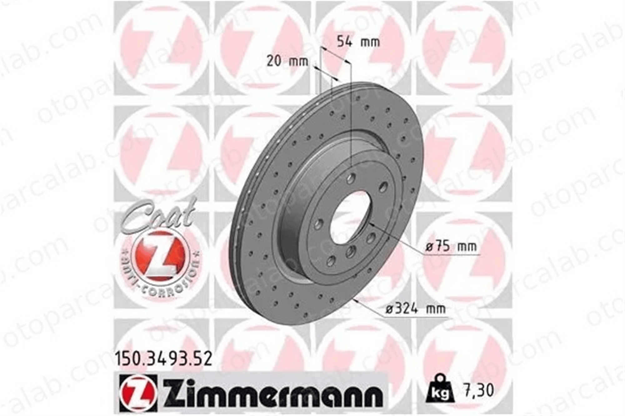ZIMMERMANN 150.3493.52 Fren Disk Ayna Arka Sağ ve Sol BMW Z4 Roadster 34216782607