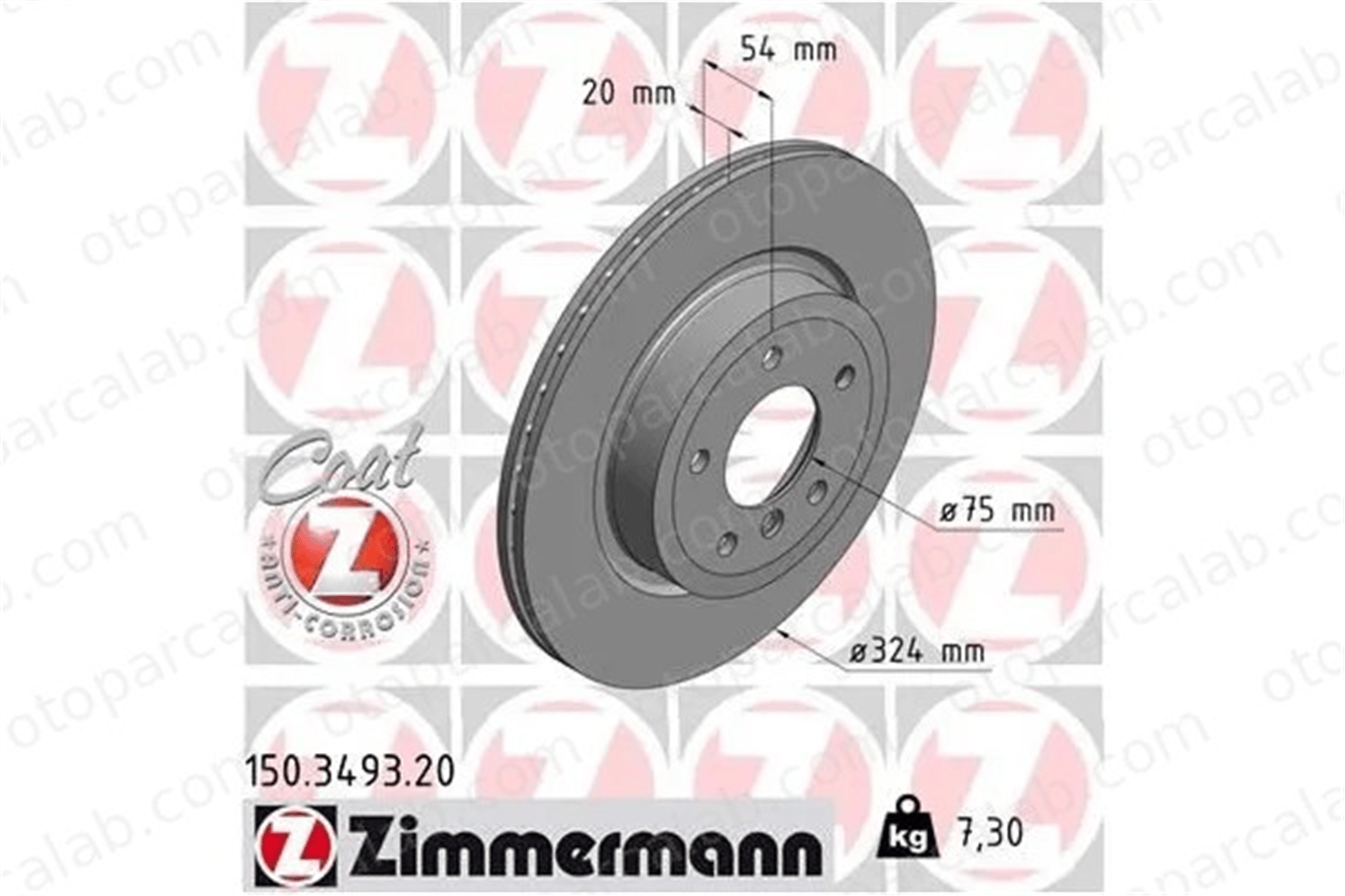 ZIMMERMANN 150.3493.20 Fren Disk Ayna Arka Sağ ve Sol BMW Z4 Roadster 34216782607
