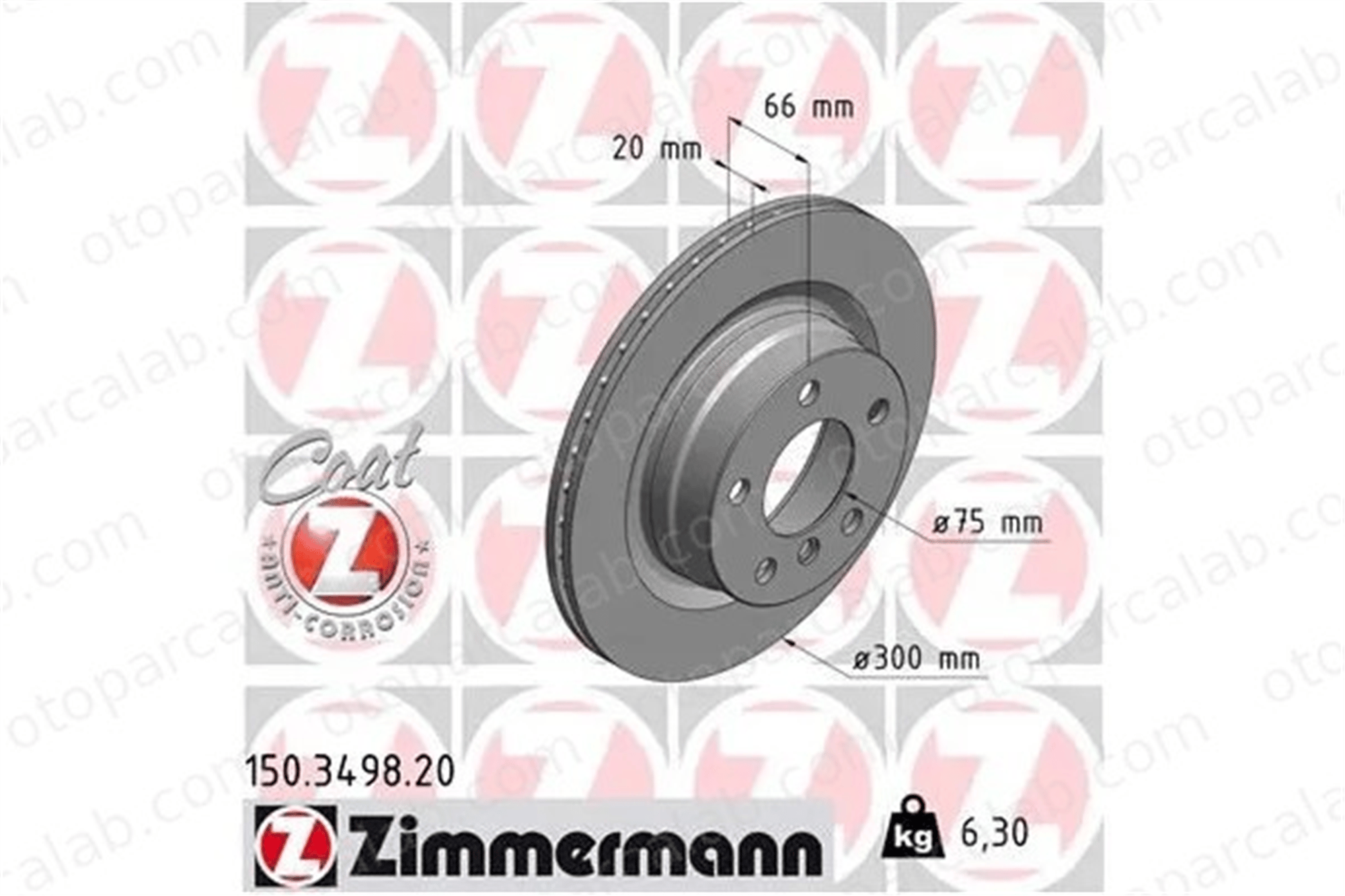 ZIMMERMANN 150.3498.20 Fren Disk Ayna Arka Sağ ve Sol BMW 1 3 34216792227