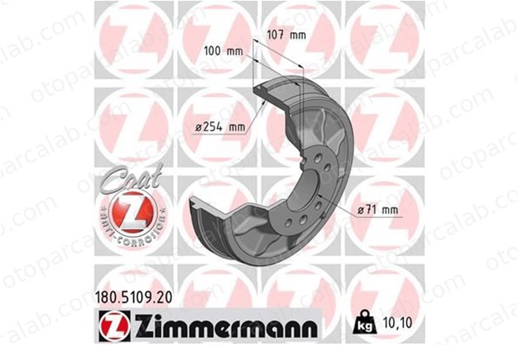 ZIMMERMANN 180.5109.20 Kampana Arka Sağ veya Sol CITROËN JUMPY JUMPY Panelvan/Van 424751 424756