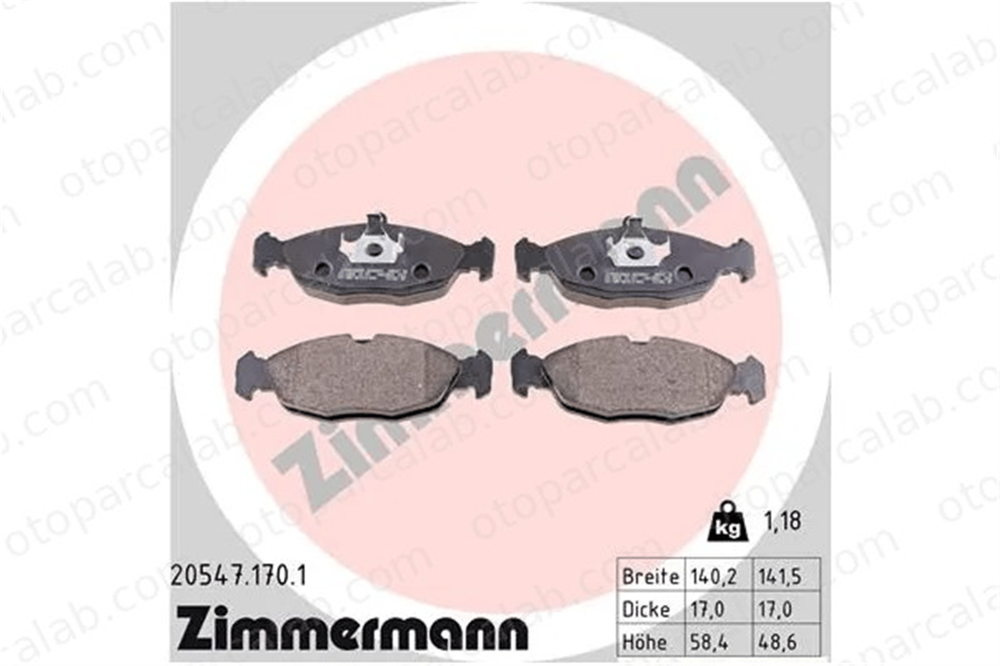 ZIMMERMANN 20547.170.1 Fren Disk Balata Ön OPEL ASTRA F Station wagon ASTRA F 1605907 1605881
