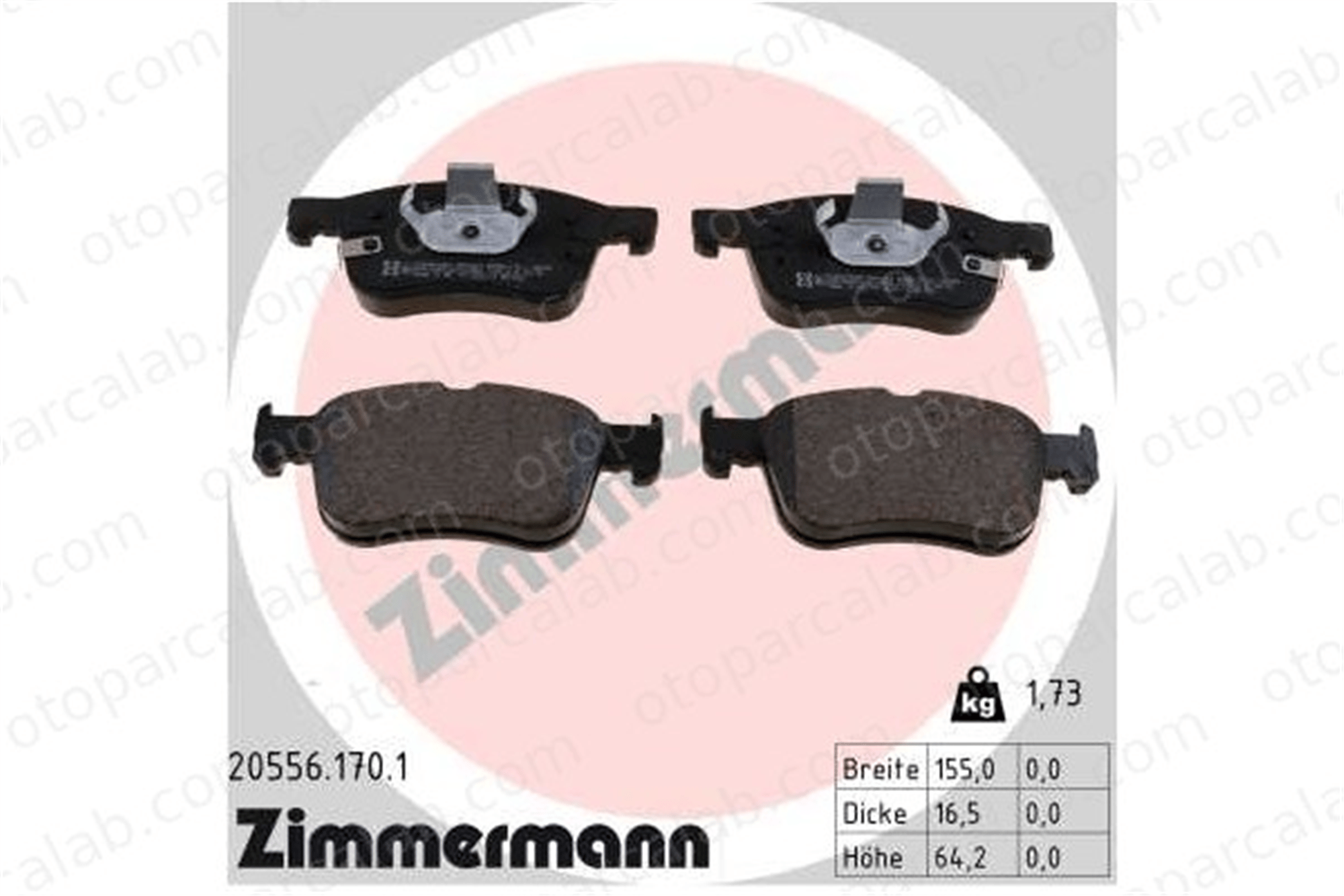 ZIMMERMANN 20556.170.1 Fren Disk Balata Ön FORD FOCUS IV FOCUS IV Turnier JX6J2K021AA 2530140