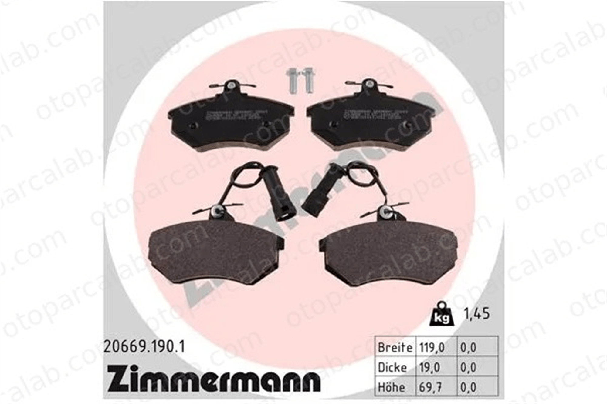 ZIMMERMANN 20669.190.1 Fren Disk Balata Ön AUDI 100 C3 Sedan 100 C3 Avant 357698151C A113501080