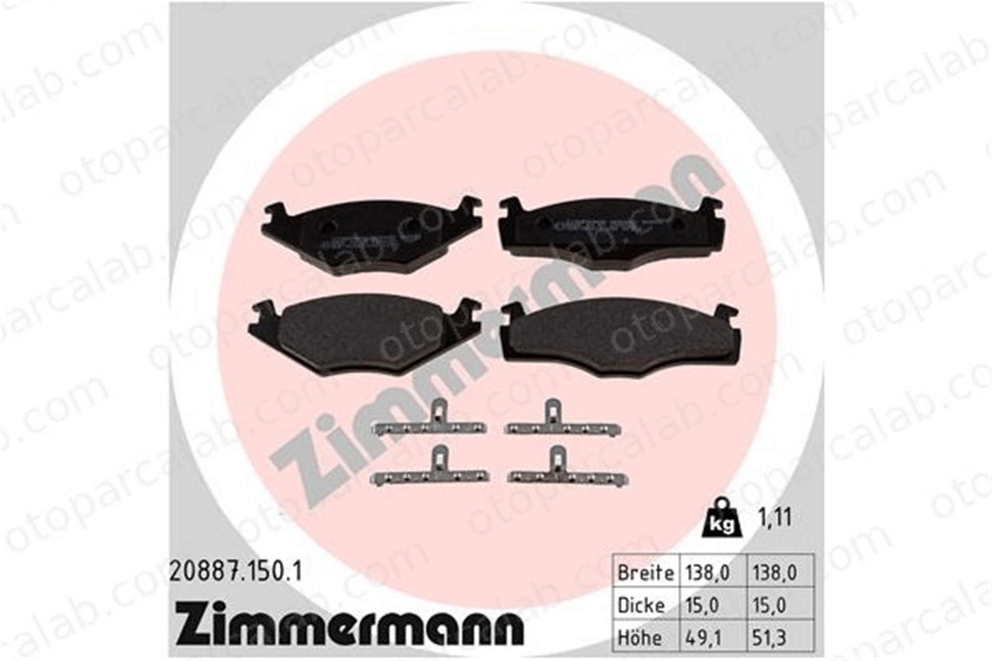 ZIMMERMANN 20887.150.1 Fren Disk Balata Ön VW JETTA II GOLF II 191698151G 191698151L