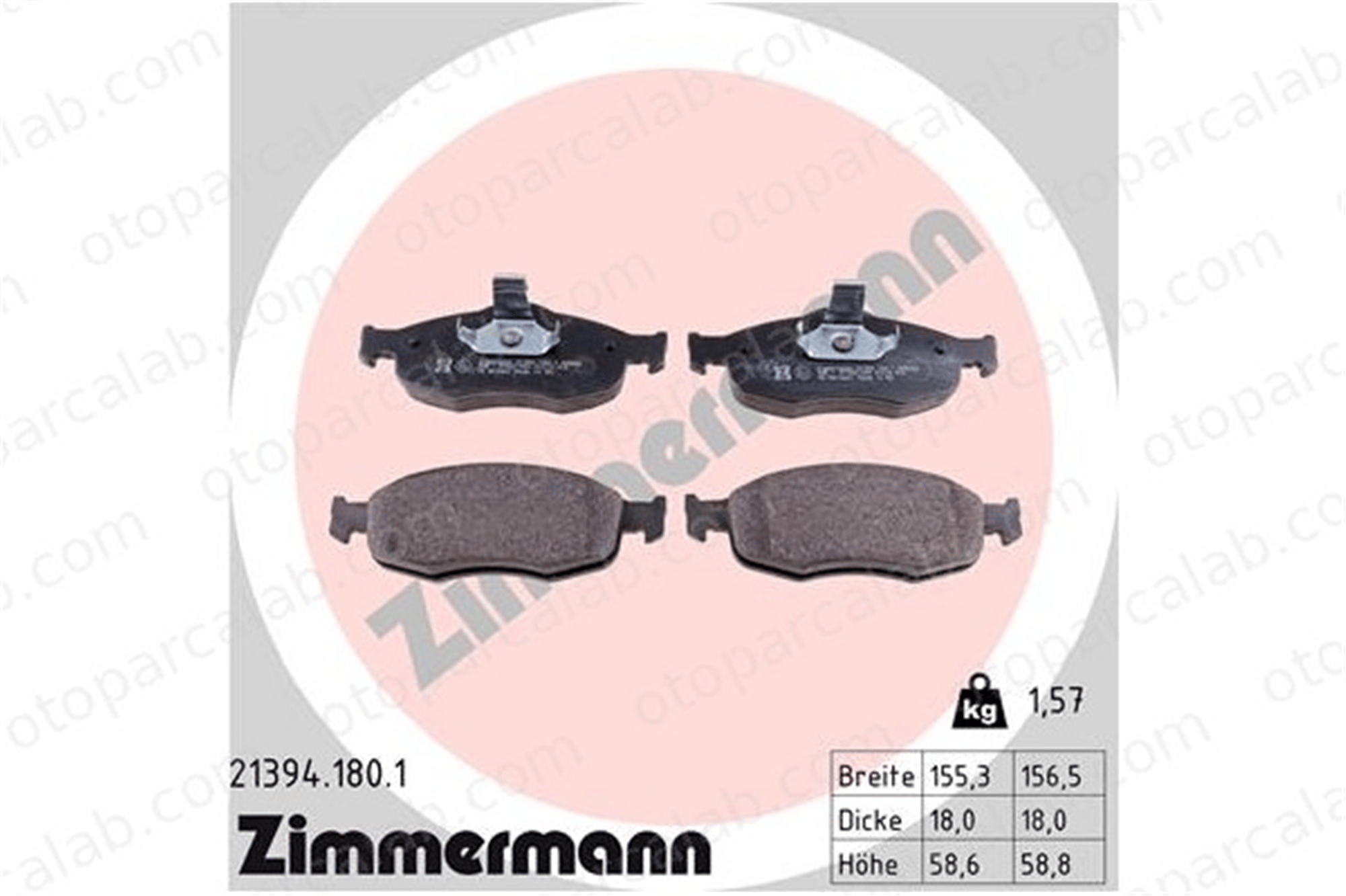 ZIMMERMANN 21394.180.1 Fren Disk Balata Ön FORD MONDEO I MONDEO I Turnier 93GB2K021CB 1095201