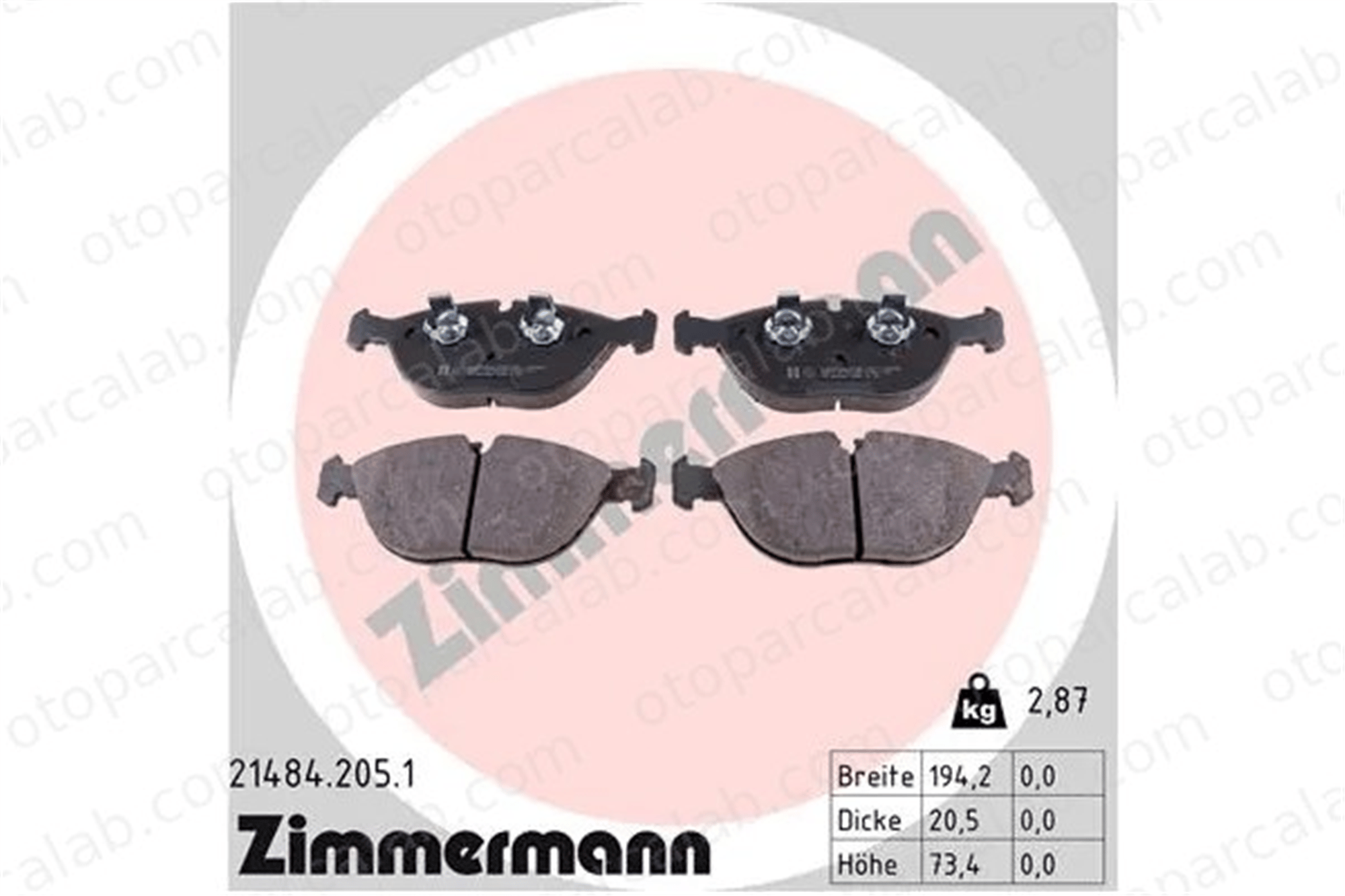 ZIMMERMANN 21484.205.1 Fren Disk Balata Ön MERCEDES-BENZ E-SERISI E-SERISI T-Model 214842051 8N0698151D
