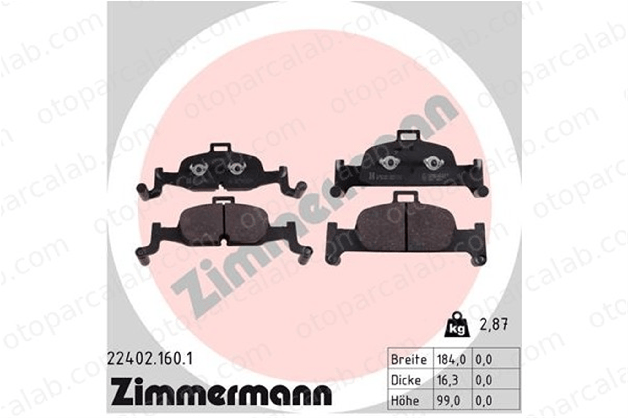 ZIMMERMANN 22402.160.1 Fren Disk Balata Ön AUDI A4 B9 Avant A4 B9 8W0698151AC 8W0698151AD